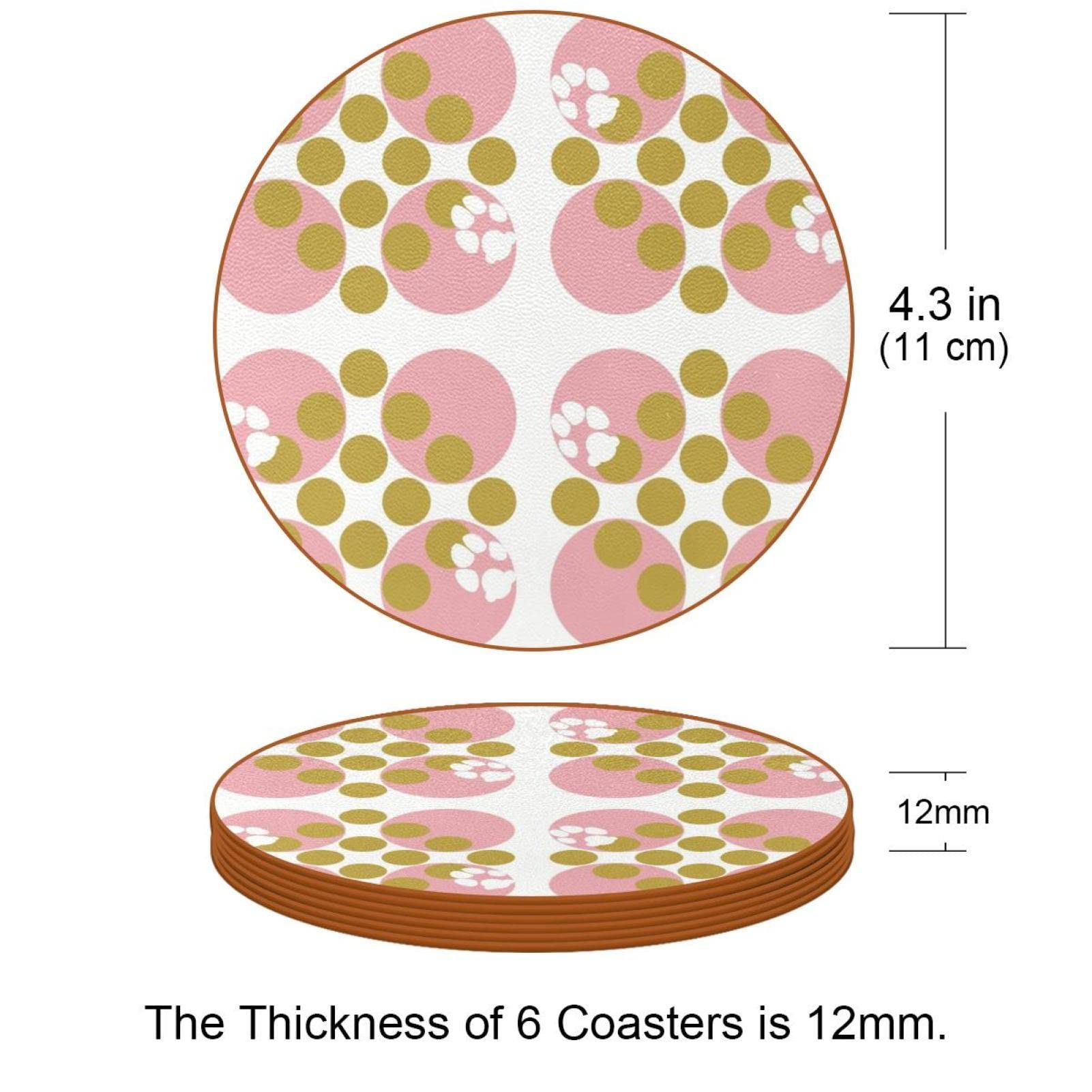 Runde Untersetzer mit geometrischem Muster, 6 Stück, Tischschutzmatte für Weingläser, Tassen und Tassen, wiederverwendbar im Büro, Küche, Bar, 10,9 cm