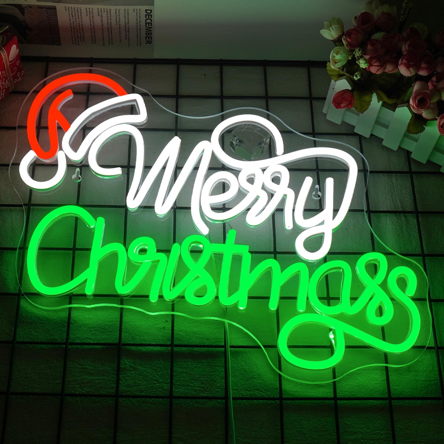 Horseneon Insegna natalizia al neon Buon Neon Sign Merry Christmas Insegna LED neon con scritta murale Decorazioni per regali di Natale festa di Natale Party di