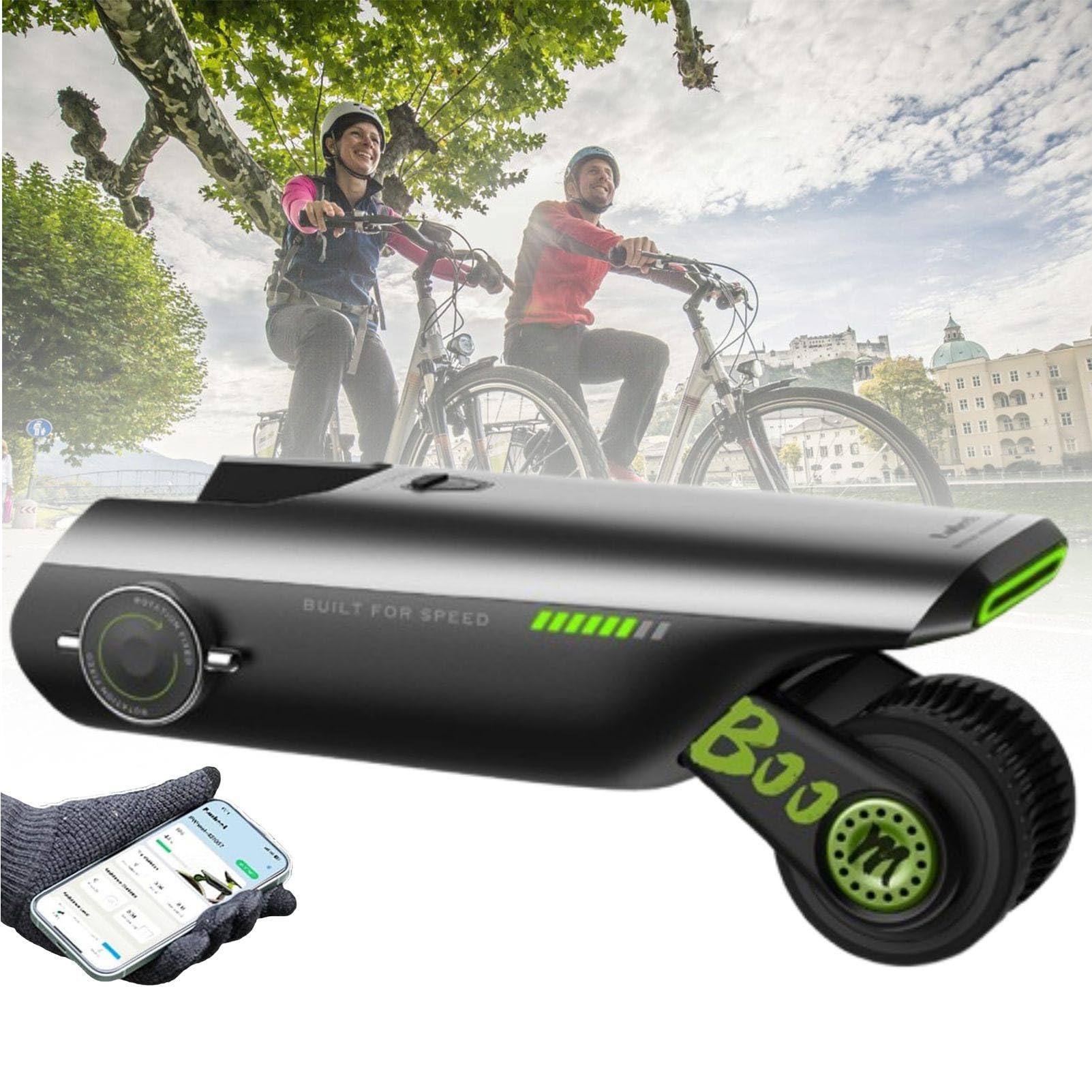MhWrughts Bicycle Electric Booster Portable E Bike Conversion Kit, Tool Installation APP Controlled Power Assist for Urban Daily Travel Green