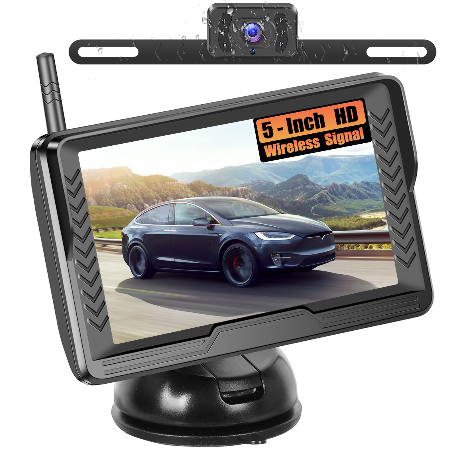 Caméra De Recul Sans Fil 5 Pouces - 1080p, Vision Nocturne, Grand Angle 150°, Étanche IP69 - Pour Voiture, Camping-car