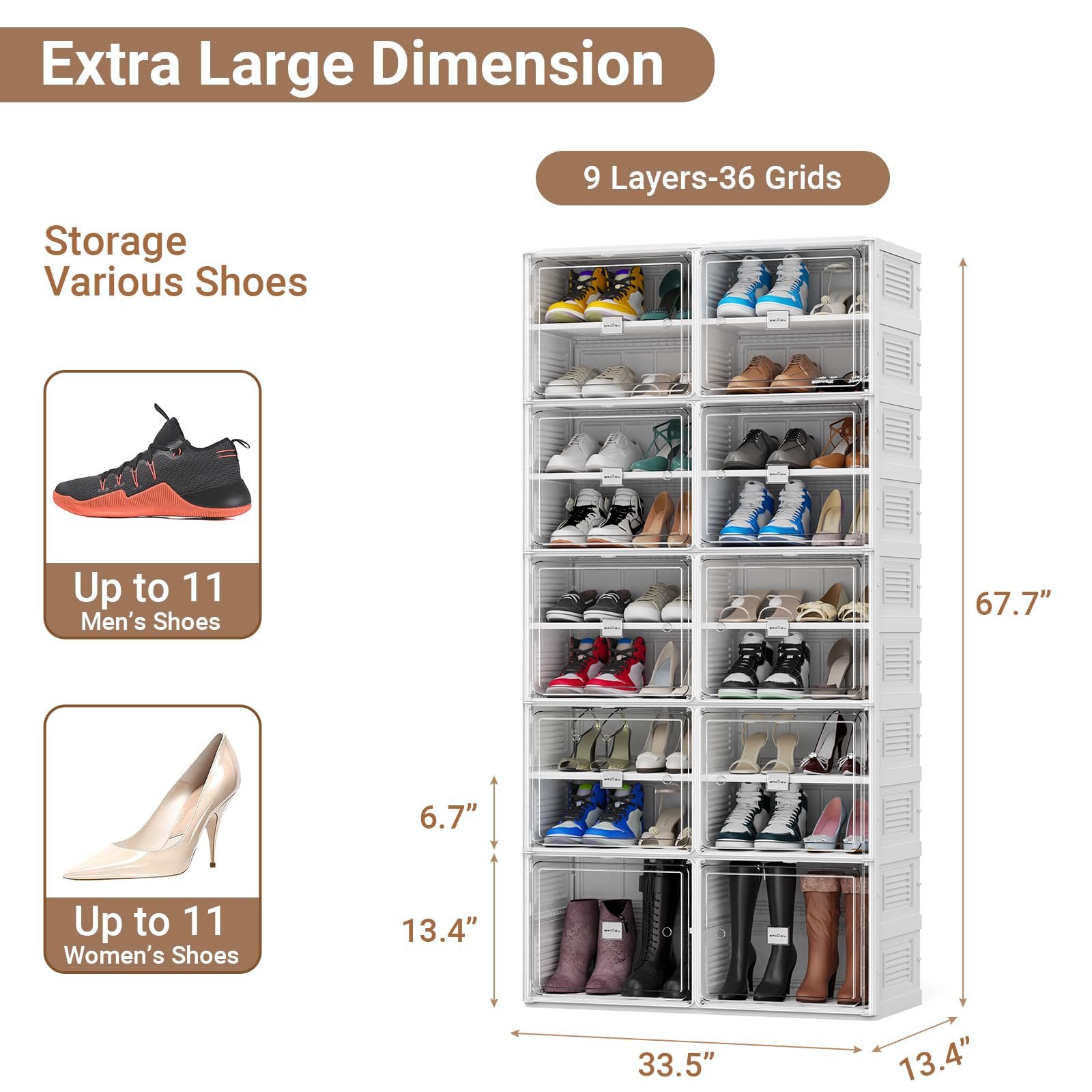 Snapklik.com : BROVIEW 9 Tiers 36 Pairs Heavy Duty Shoe Storage And ...