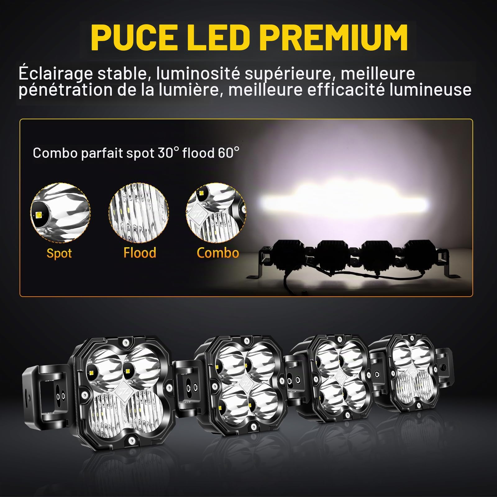 Willpower Rampe LED 71cm 120W Barre LED 12V 24V pour 4x4 Voiture Quad