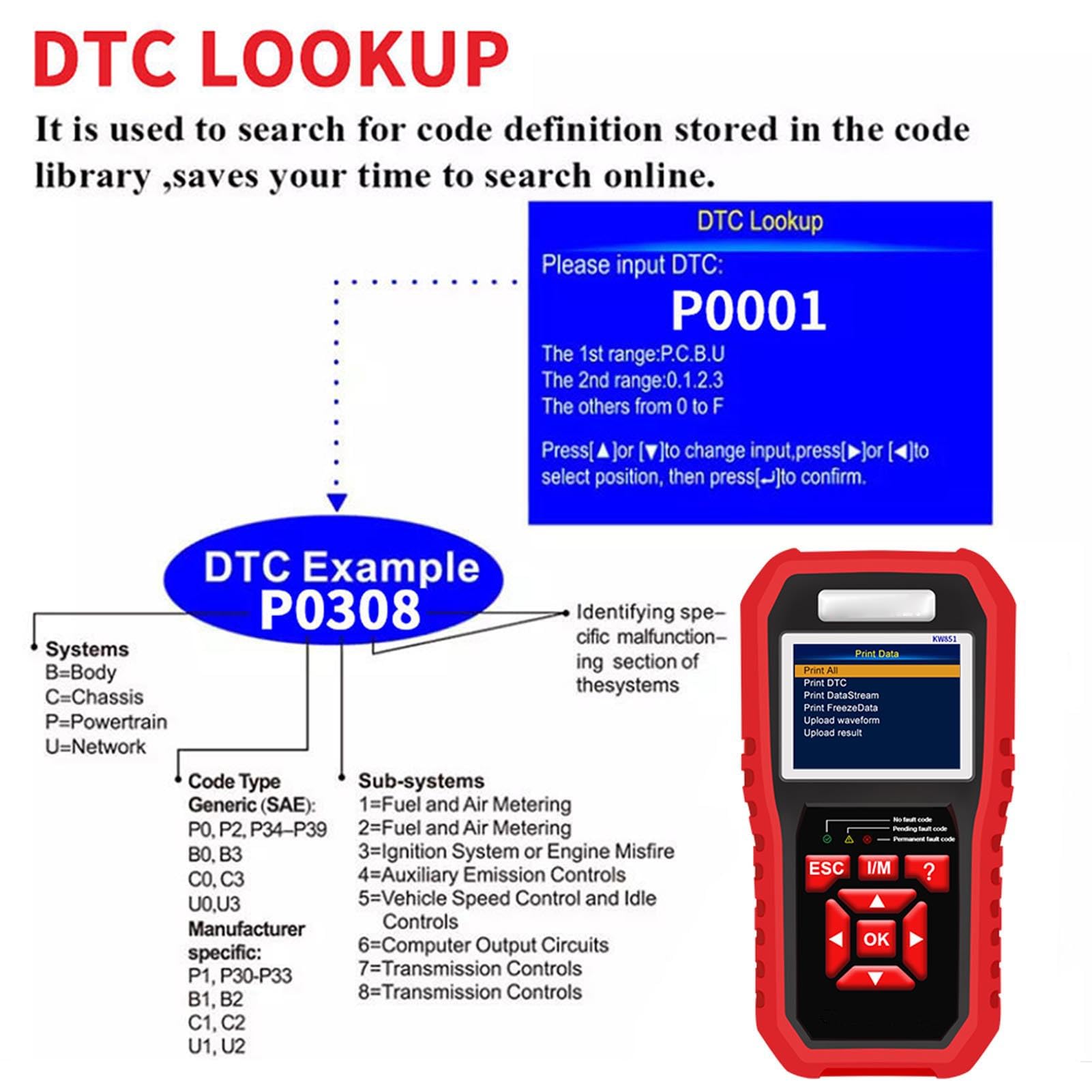 OBD-Scanner, Motorfehlercodeleser mit Hochauflösendem TFT-Farbbildschirm und Service-Licht-Reset, für Win XP 7 8 10