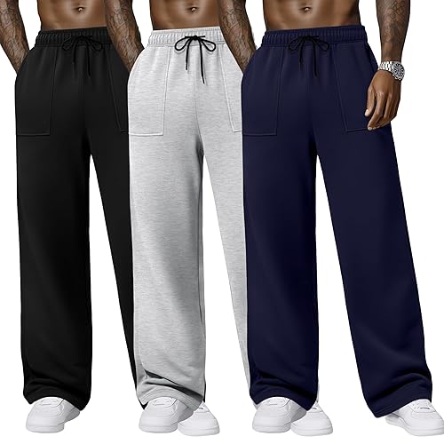 3 Pack Men's Sweatpants Wide Leg Baggy Casual Lounge Pants