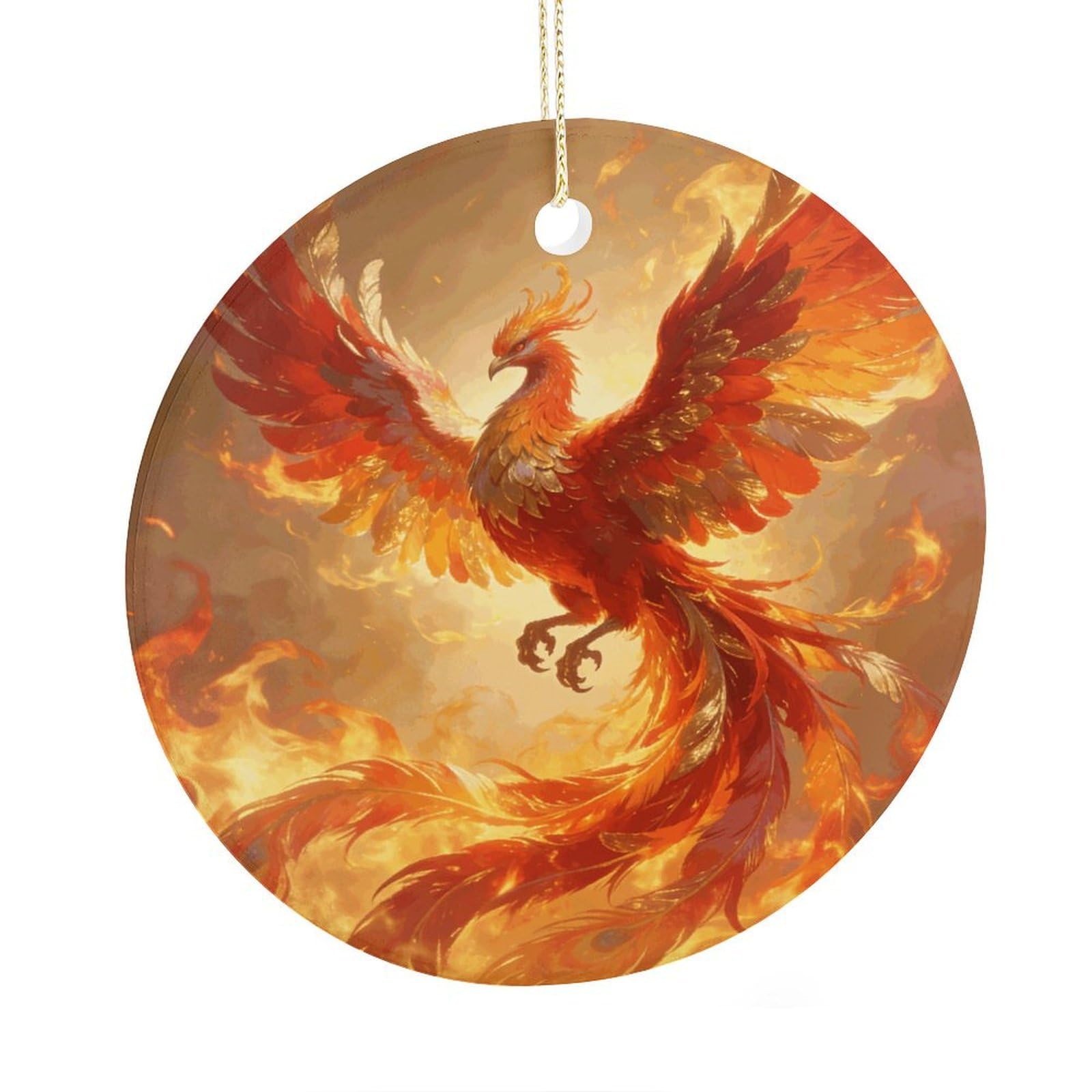 Fodpand Women's Style Phoenix Ceramic Christmas Ornament,Wall Hanging Decor Windows Hanging Decor Best Friend Birthday Gifts, Friendship Gifts Car Hanging Ornament Gift For Girls, Teachers 2.9 In