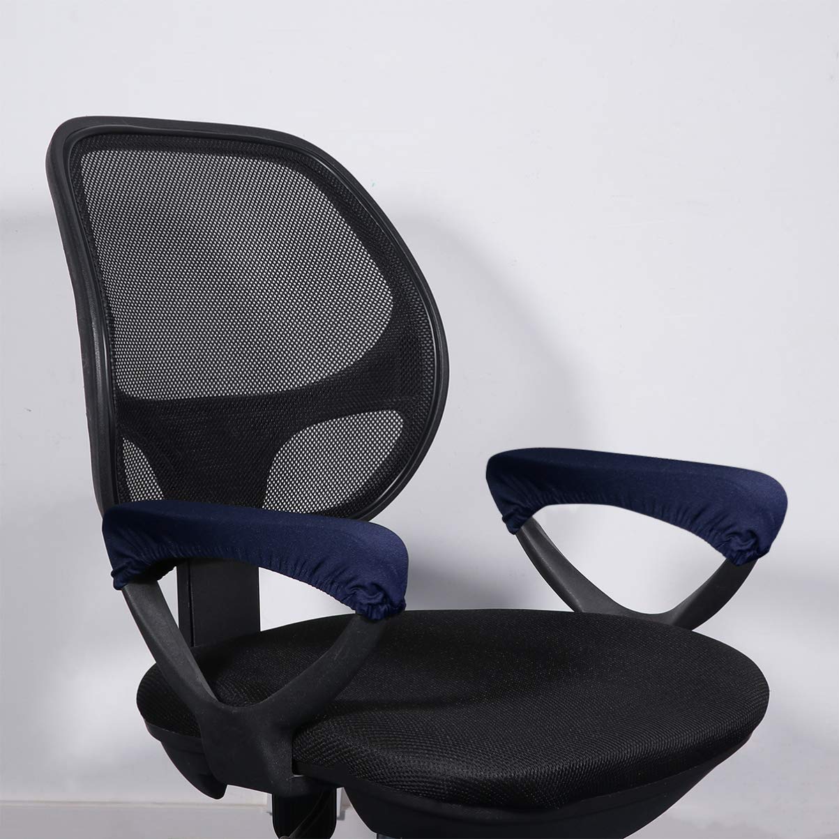 2 Copri Braccioli Per Sedie Ufficio - Imbottiti Elasticizzati, Blu, 23x6.5cm, Proteggono Da Macchie E Freddo - Foto 6