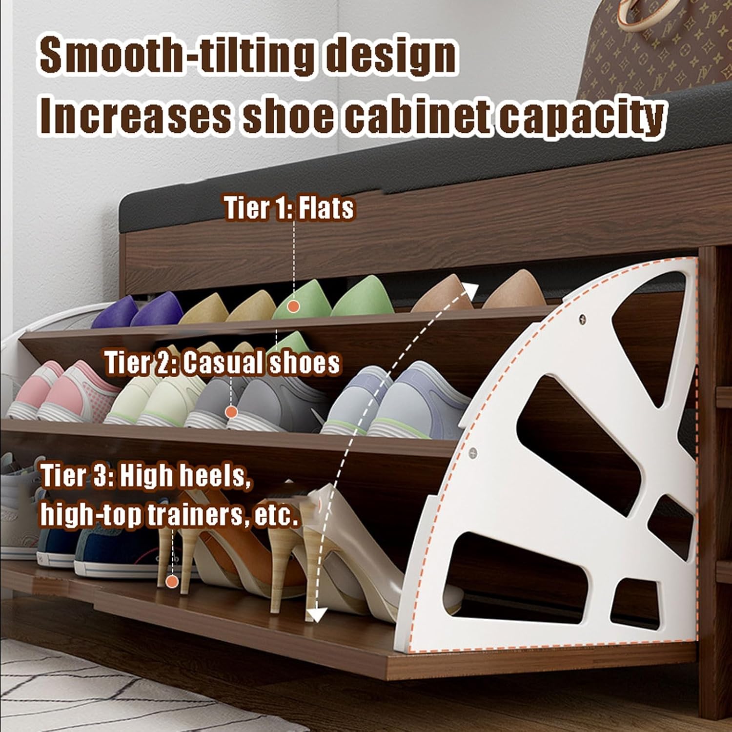 Shoe Storage Cabinet Cabinets Hallway Slim Cupboard Cupboards Hallways Slimline，Rustic Oak Shoe Bench Woo Shoe Cabinet with Soft Cush Industrial Entryway Bench Stylish Hallway with Shoe Rack