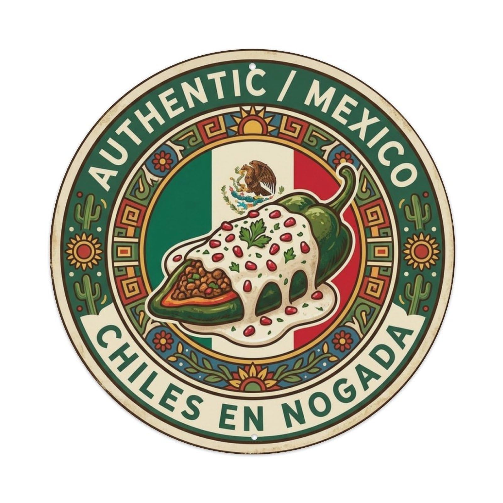 Mexico Stuffed Chiles Travel Festive Cuisine Metal Tin Sign