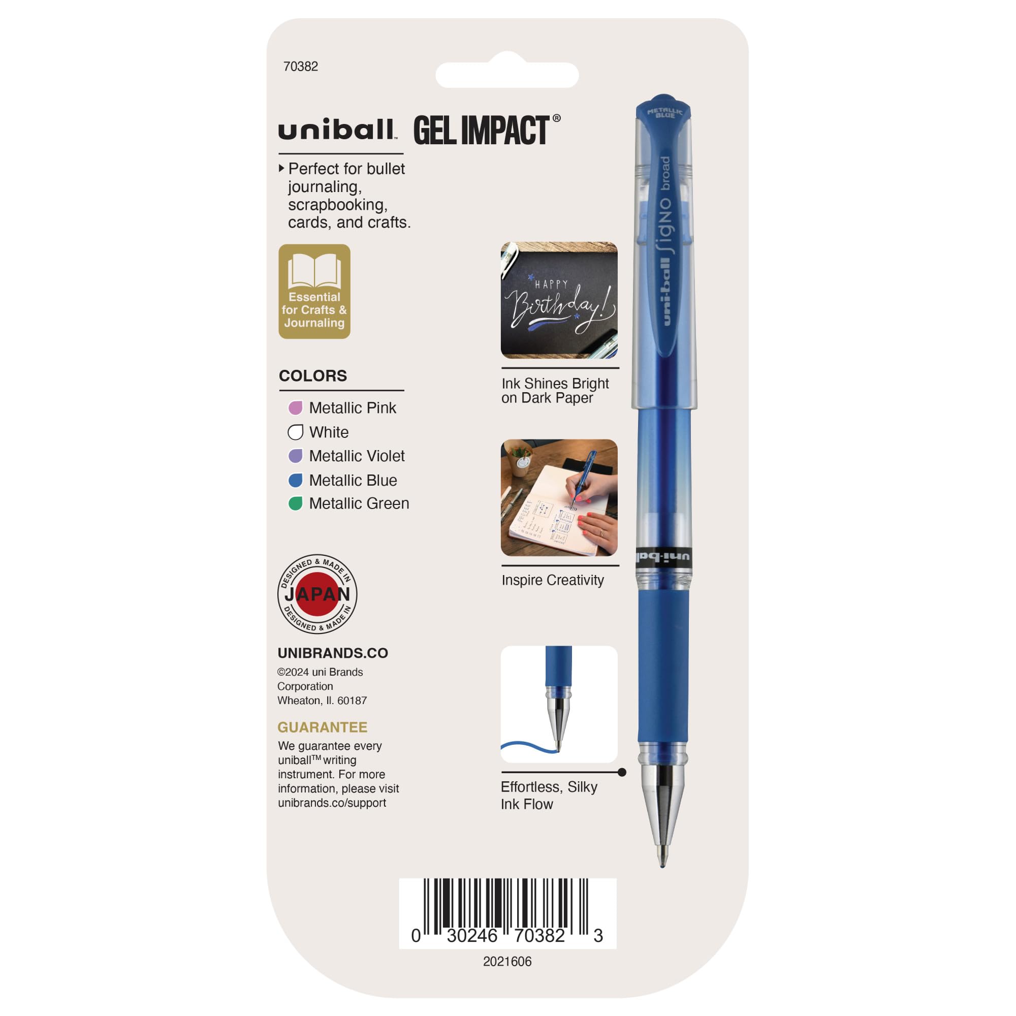 uni-ball Signo Gel Impact Pens, Bold Point (1.0mm), Assorted Metallic, 5 Count