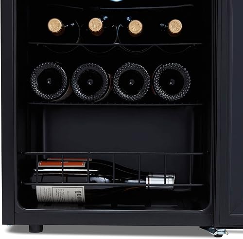 Miniatura 12 de Luma Comfort Shadow Series - Refrigerador de vino de 16 botellas, refrigerador de vino con espejo independiente con puerta de vidrio templado de