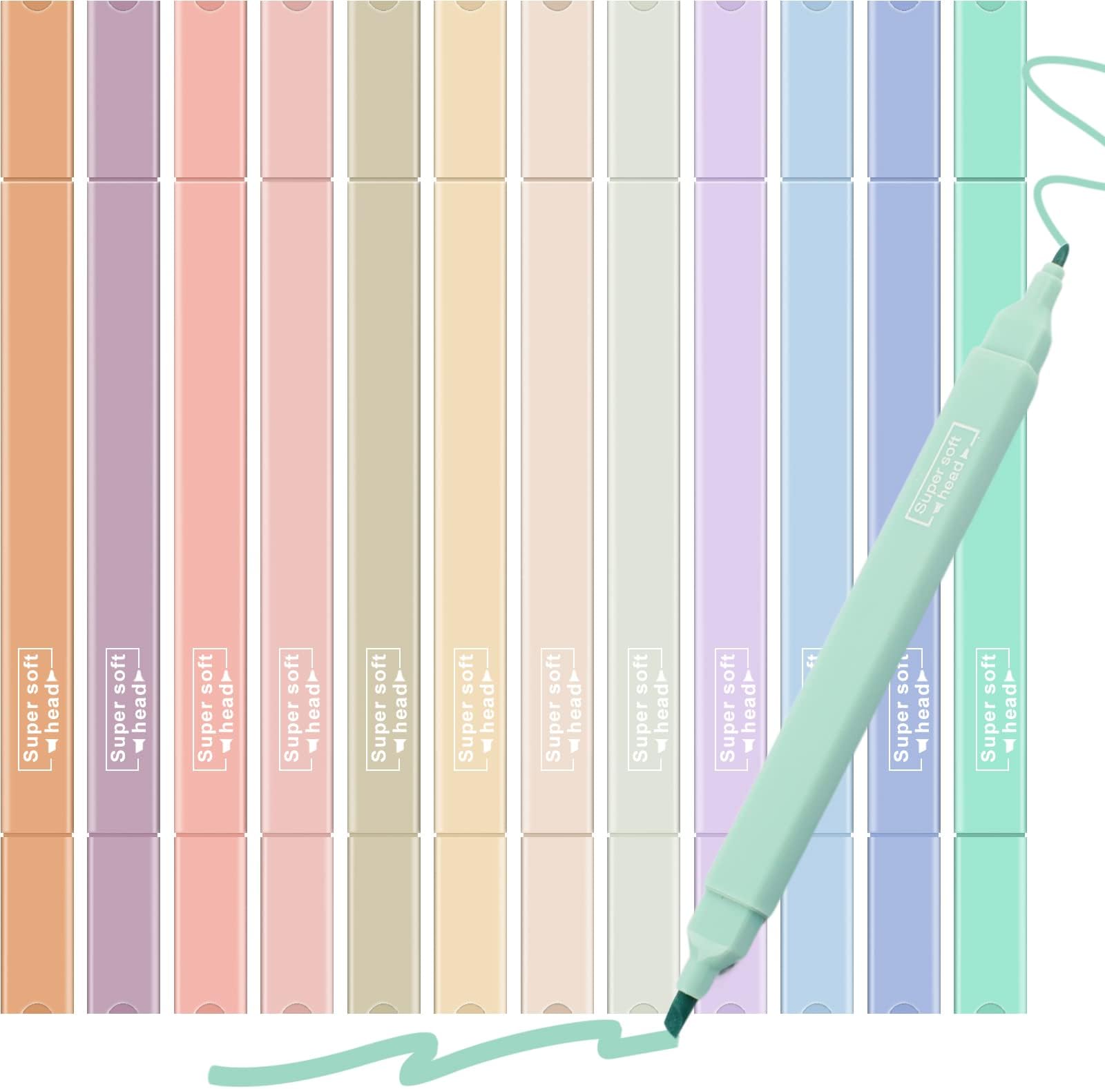 party greeting 12 Pcs Pastel Highlighters Bible Highlighters and Pens no Bleed Cute Markers Assorted Colors Highlighters Aesthetic Stuff for Bible Study Classoom School Supplies（Cute）