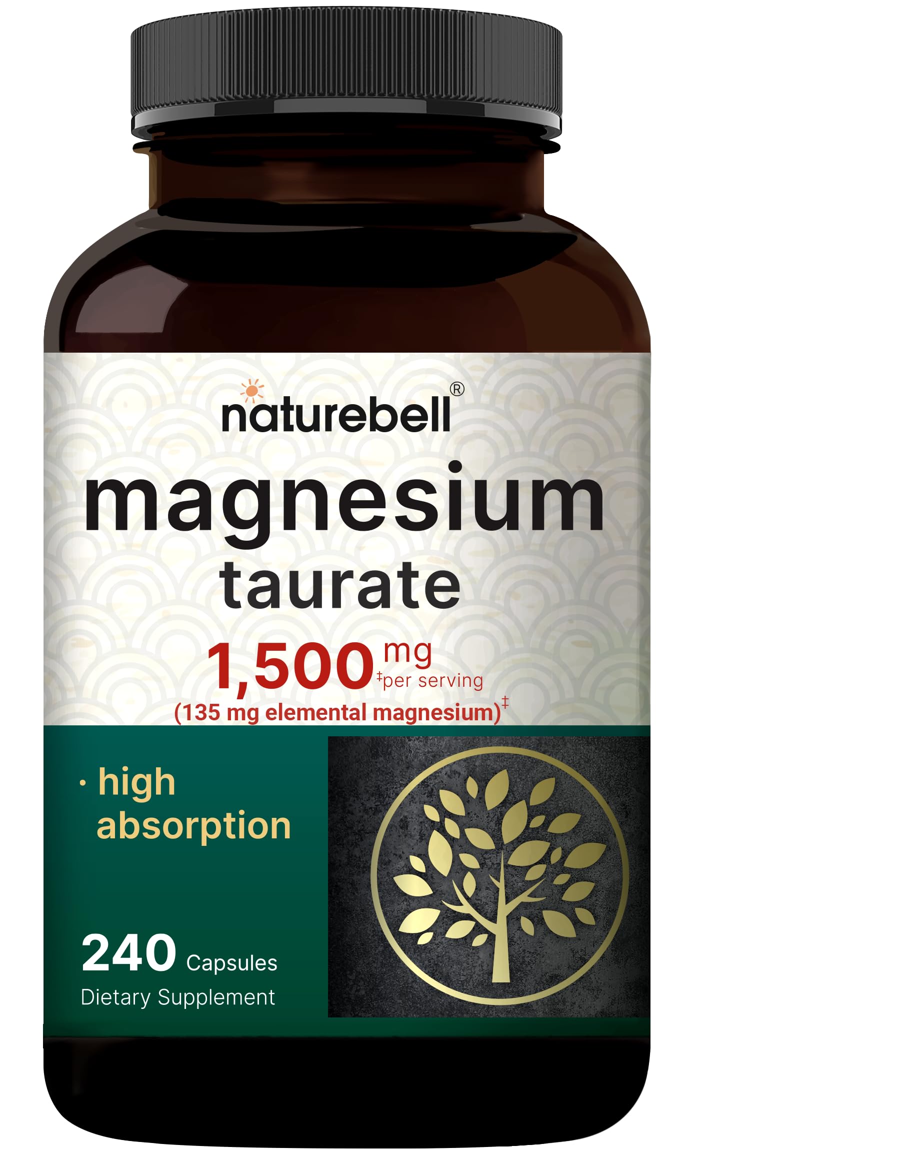 NatureBell Taurate de magnésium 1 500mg, 240 Capsules