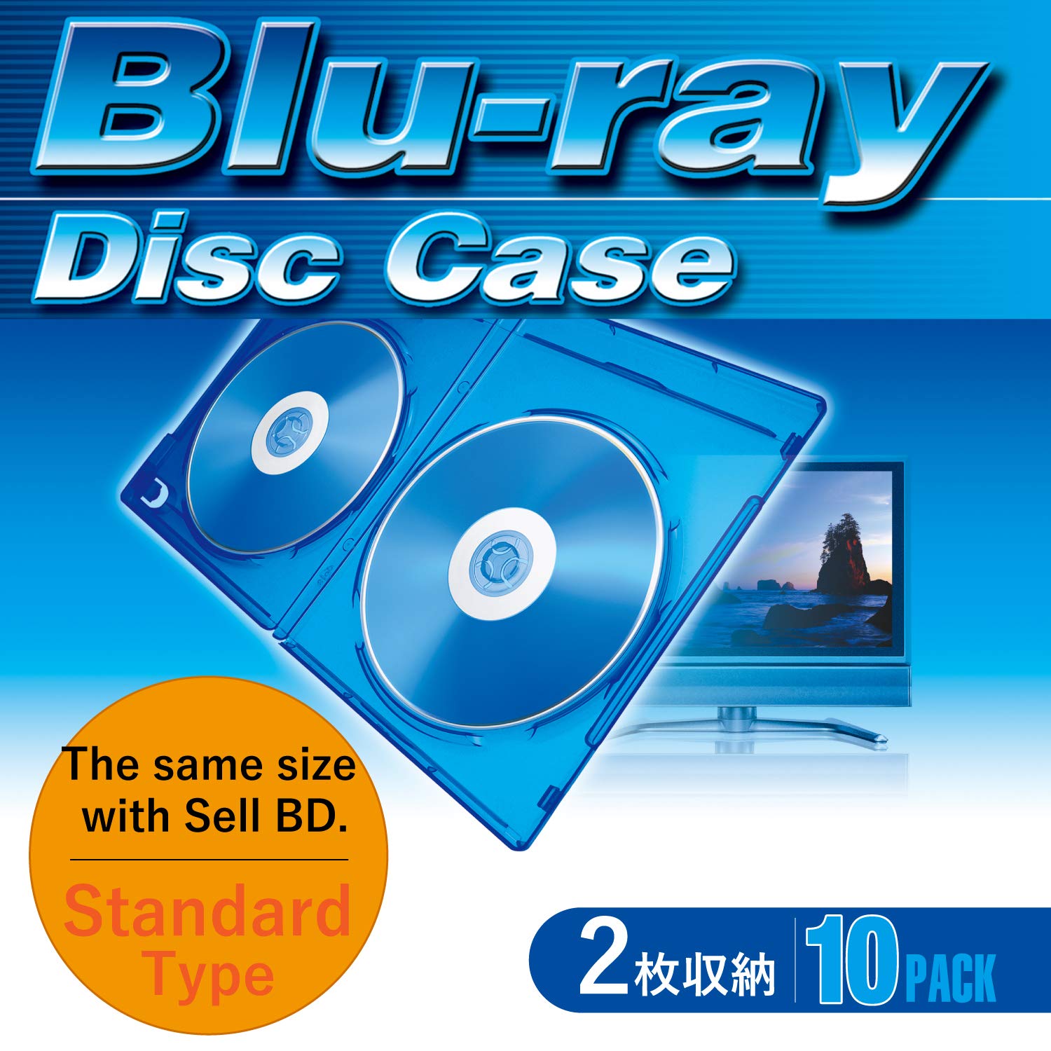ELECOMMedia Container for Blu-ray, 2Disks, 10Packs / Clear Blue/CCD-BLU210CBU