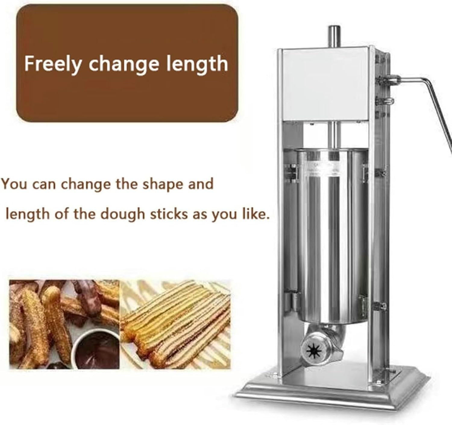 Churro Machine Commercial Spanish Churro Machine Automatic Latin Fruit Donut Machine Vertical Sausage Stuffer Machine Refillable Hollow Churros(7L)