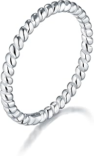 925 Sterling Silver Ring High Polish Eternity Rope Tarnish Resistant Comfort Fit Wedding Band 2mm Ring