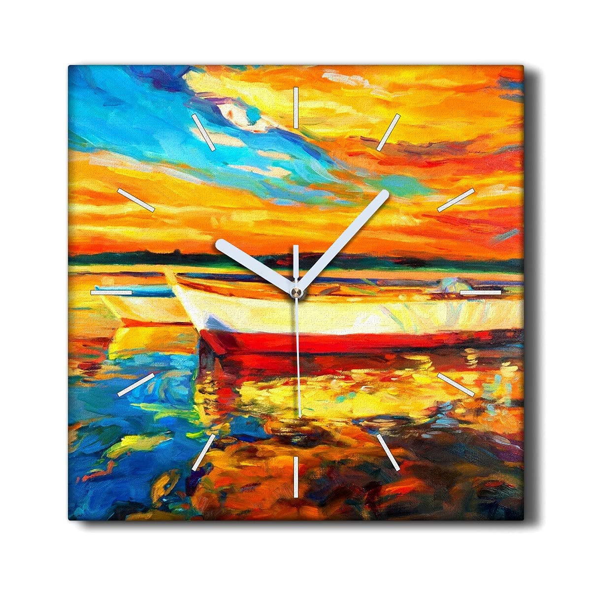 Horloge sur Toile sans tic-tac Coloray Déco Murale Salon Ciel Coucher de Soleil
