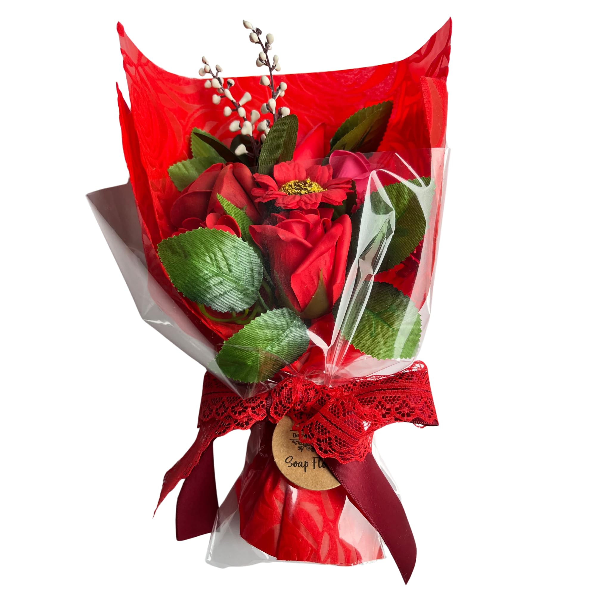 Red Boxed Hand Soap Flower Red Soap Flowers for Birthdays - Gift Ideas for Women - Mothers Day & Valentine's Day Bouquets for Her