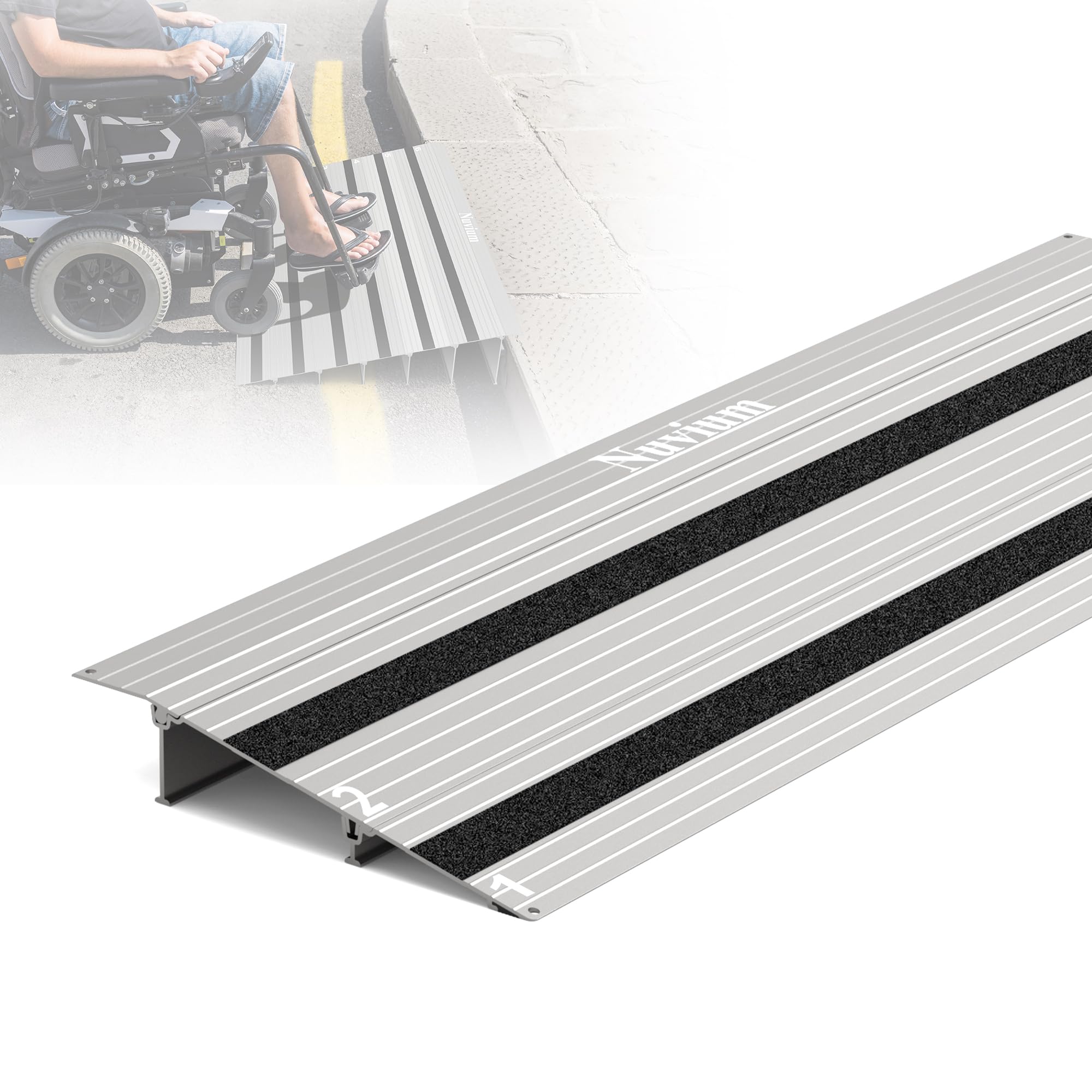 2" Rise Threshold Ramp for Doorways, Aluminum Door Entry Ramps for wheelchairs for Home, 800lbs Load Capacity, Portable Wheelchair Ramp for Scooters, Power Chairs, Walkers