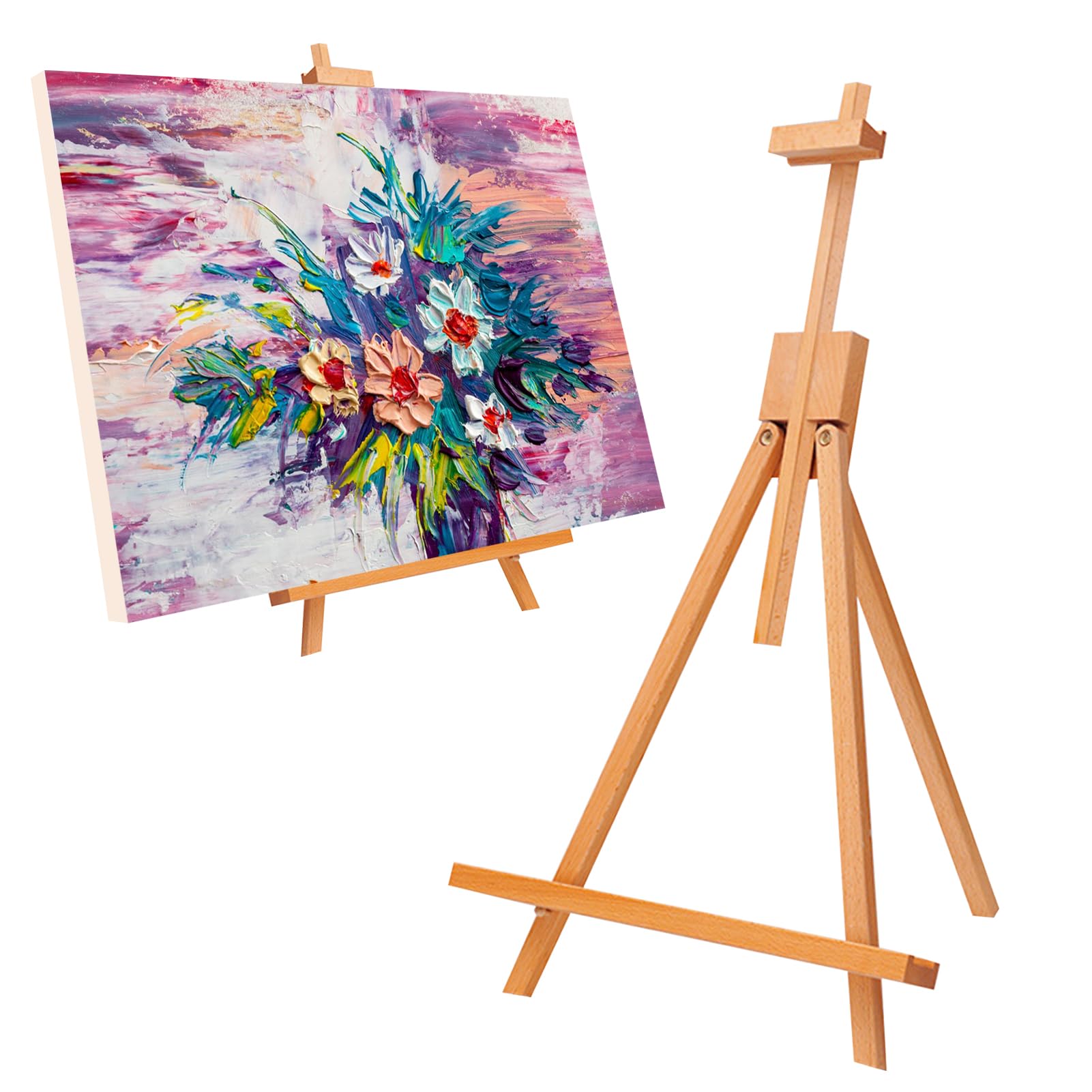 DAYONG Portable Table Top Easel, Folding Wood Easel Stand Tripod Display Stand, Adjustable A-Frame Easel for Painting, Holds Up to 26.7" Canvas (color 1)