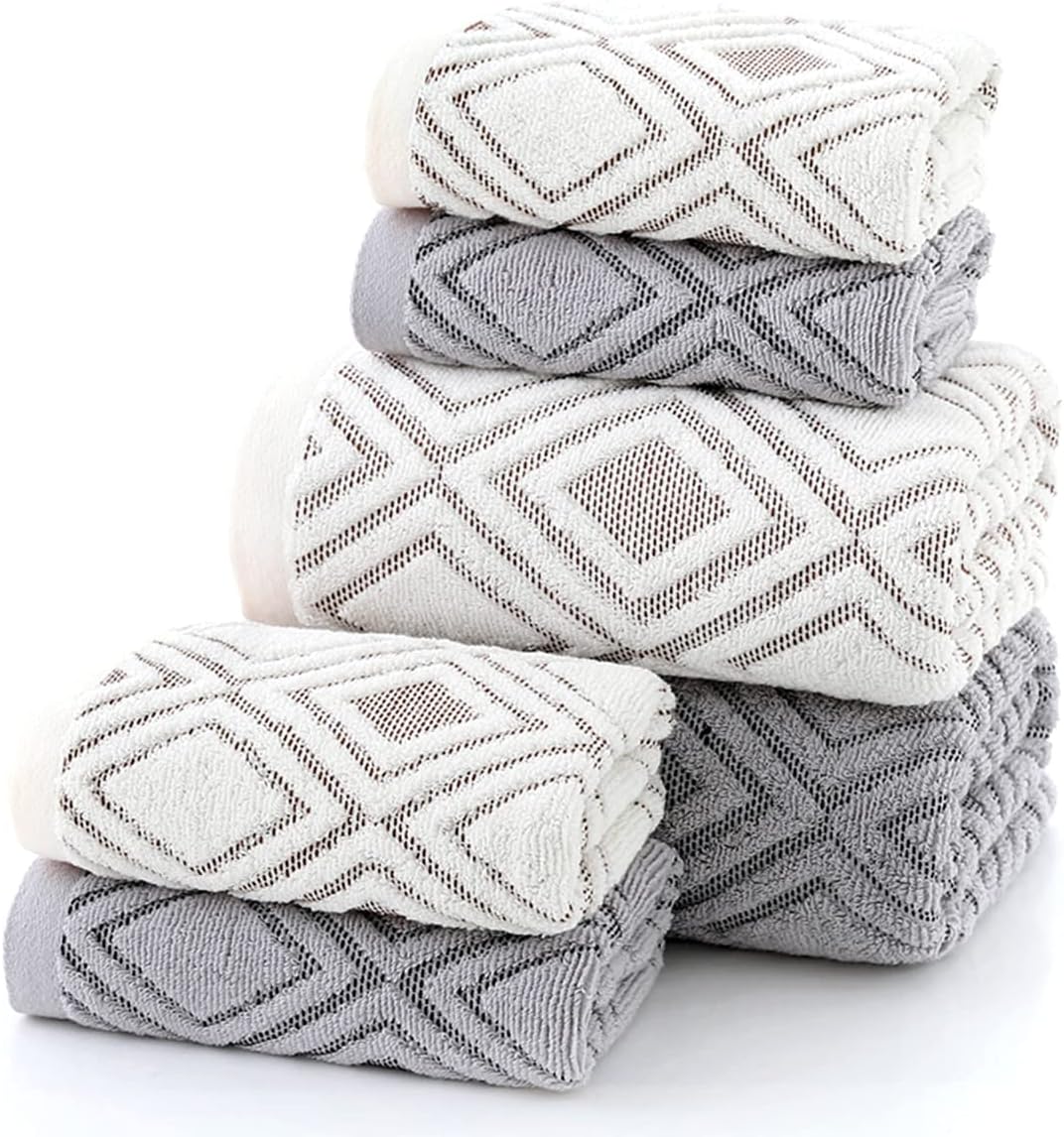 Pidada Bath Towel Diamond Pattern 100% Cotton Absorbent Soft Decorative Towel for Bathroom 27.6 x 55 Inch (Beige Brown) - Image 3