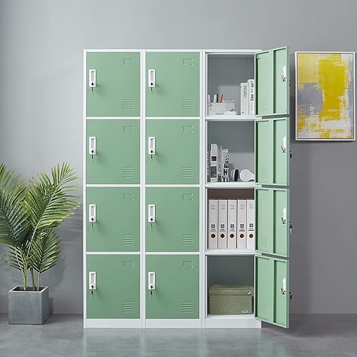 Miniatura 2 de Armario de almacenamiento para taquillas, 2 armarios metálicos para empleados con llaves, armario de almacenamiento de 4 niveles para oficina,