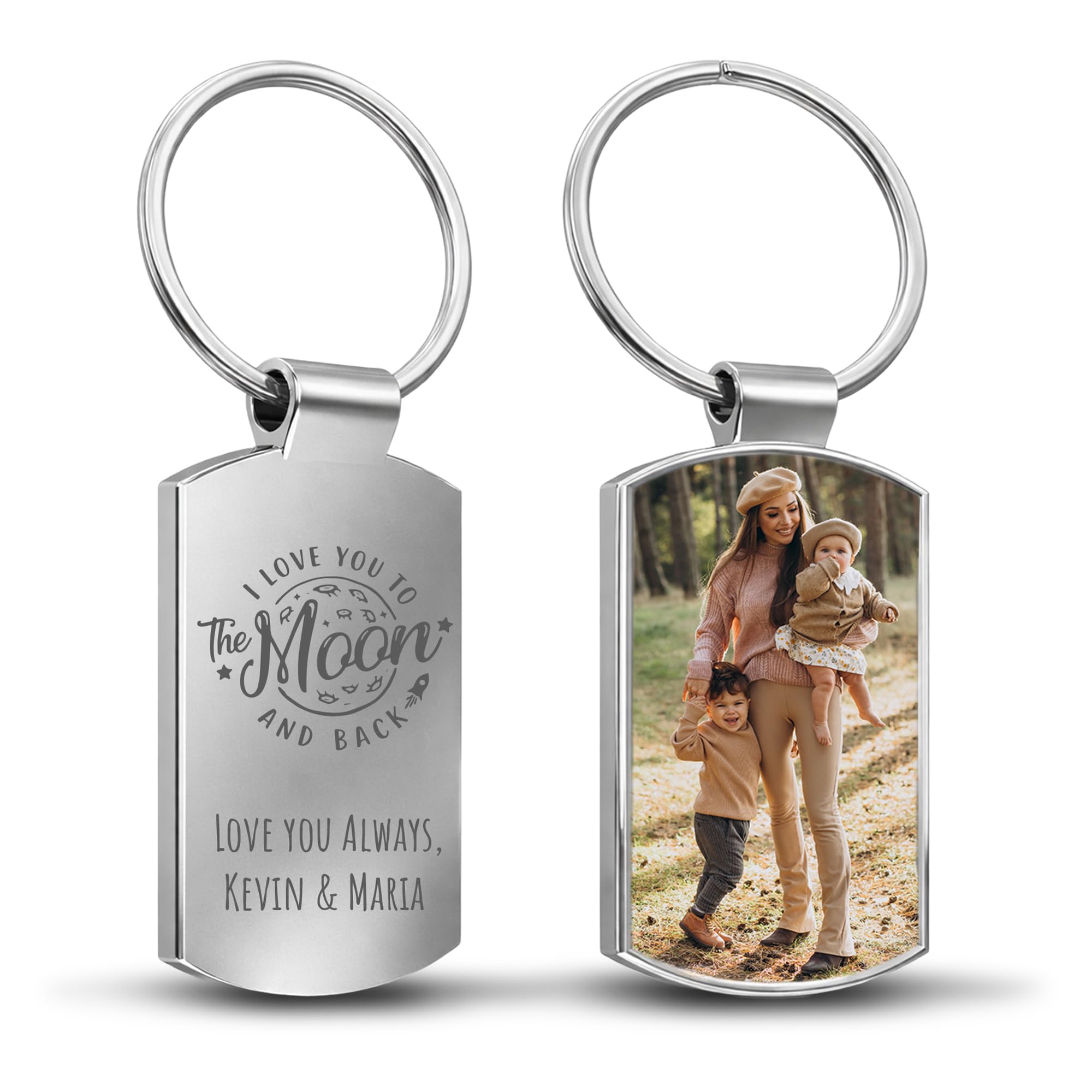 Print Maniacs Girls Silver Personalised Photo Keyring, Custom Keychain, Engraved Keyring Gift For Him, Her, Mum, Dad, Grandparents, Birthdays, Mother's Day, Father's Day, Anniversaries, Valentines Day Gift, Keepsake For Mum