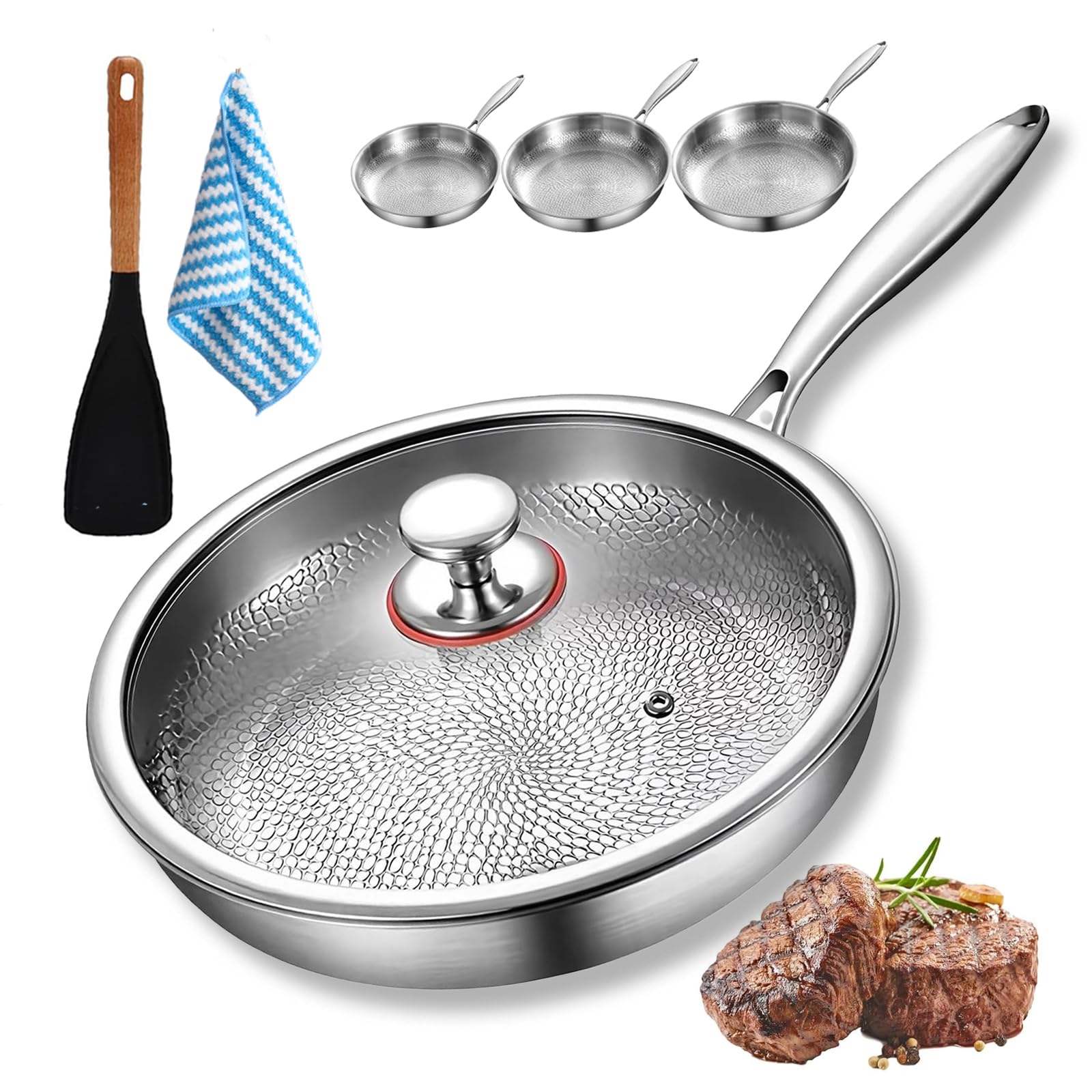 Kovali Titanium Frying Pan, titan pfanne unbeschichtet, 26/28/30 cm kovali pfanne titan, Ultra-Durable Scratch-Resistant, Non-Stick Wok Frying Pan for Kitchen and Camping