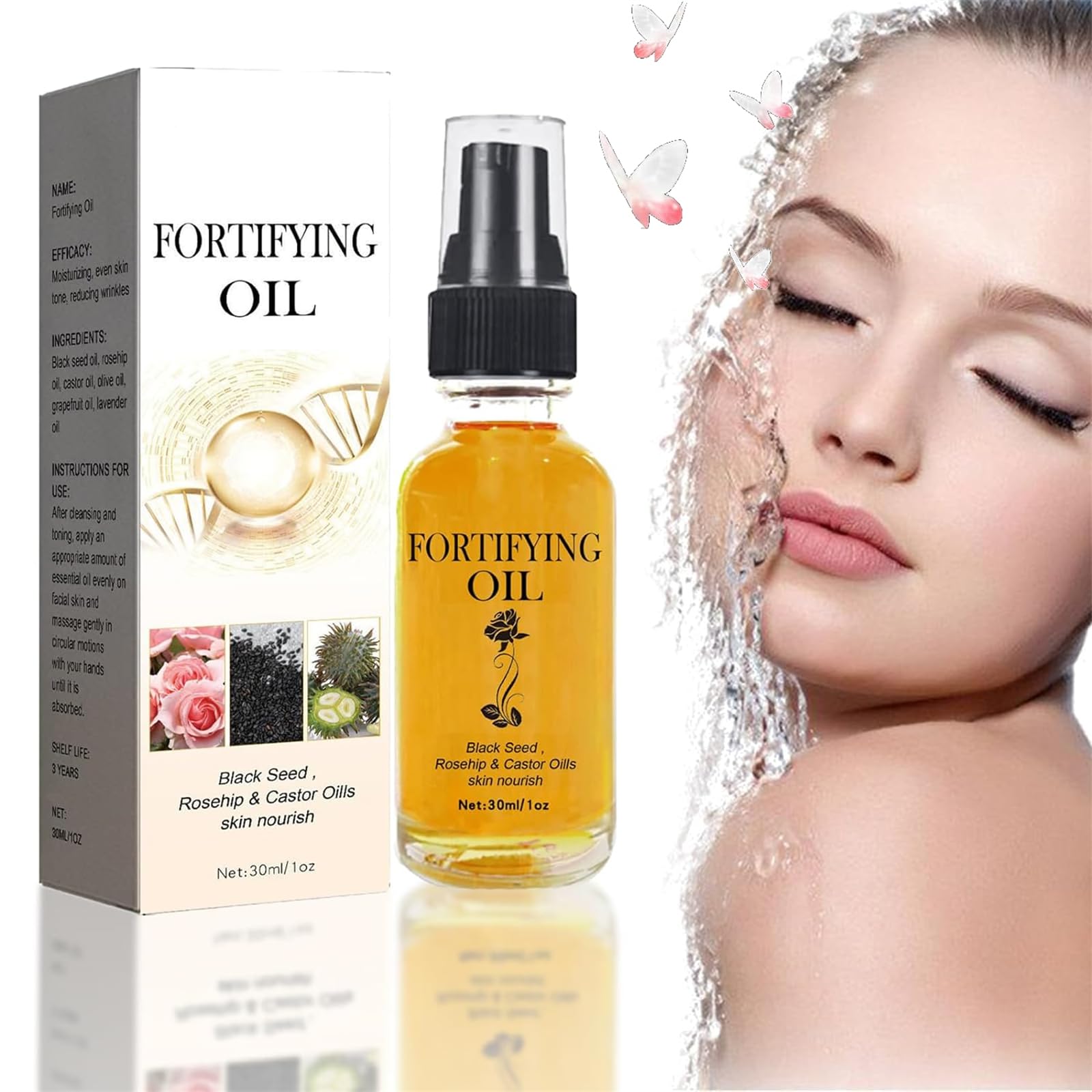 Castor Oil Black Seed Oil Rosehip Oil Face Serum, Lilinas Castor Oil Black Seed Oil Rosehip, Black Seed Oil, Castor Oil Rosehip Oil, Nourishing Skin (1PCS)