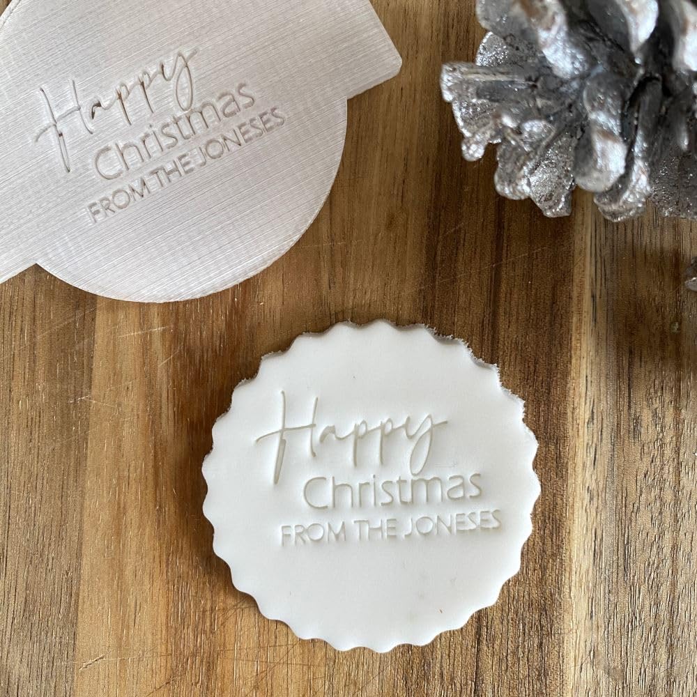 Luck And Luck Clear Personalised Christmas Family Surname Fondant Embosser, Custom Cookie Biscuit Stamp, Festive Cake Decorating, Cupcake Icing Decoration