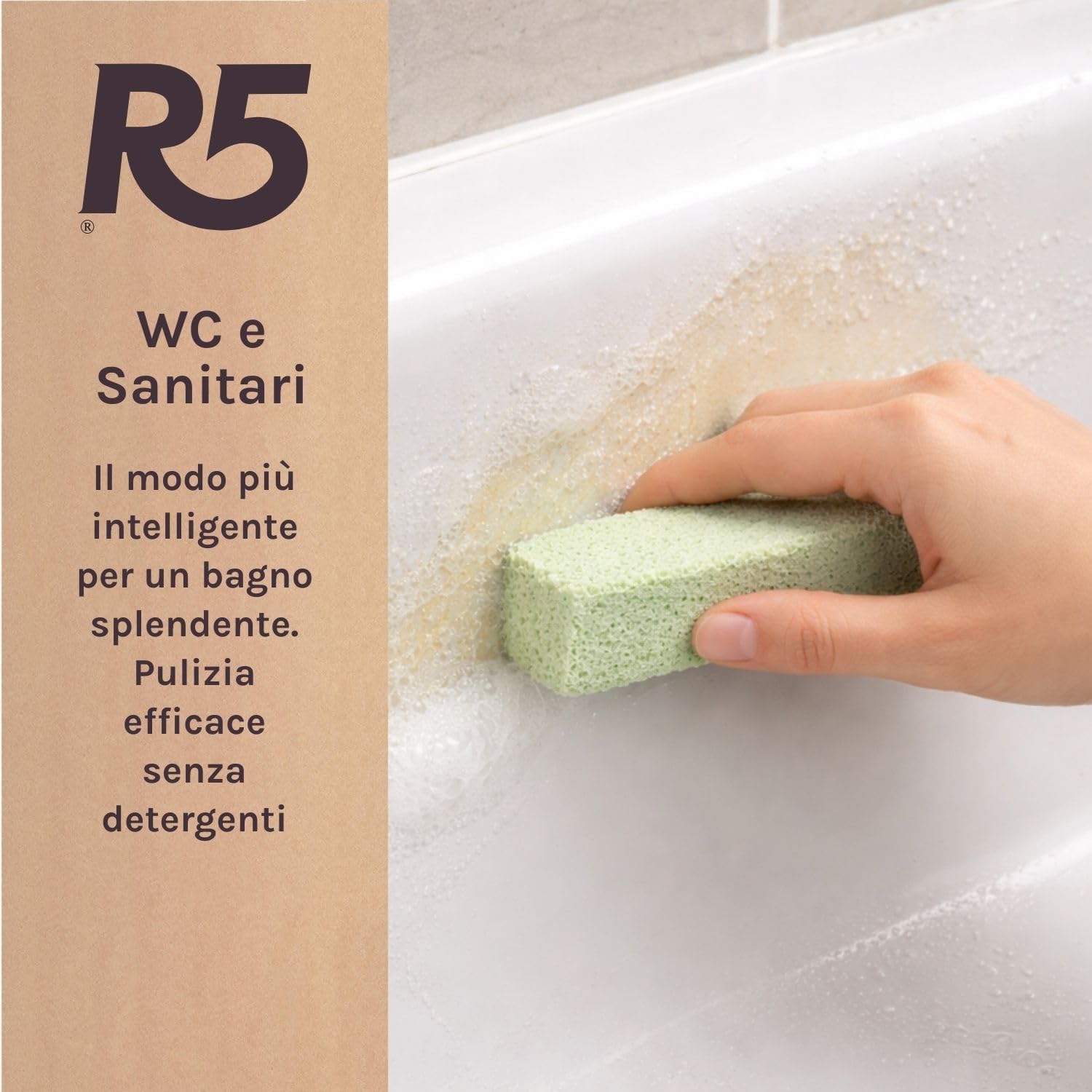 R5, Multipack Pietre Pulenti in Vetro Riciclato, Kit Pulizia Casa Completo, 1 x Superfici Dure, 1 x WC e Sanitari, 1 x Griglie, Piastre, Padelle e Utensili, Eco-Sostenibile, Made in Italy