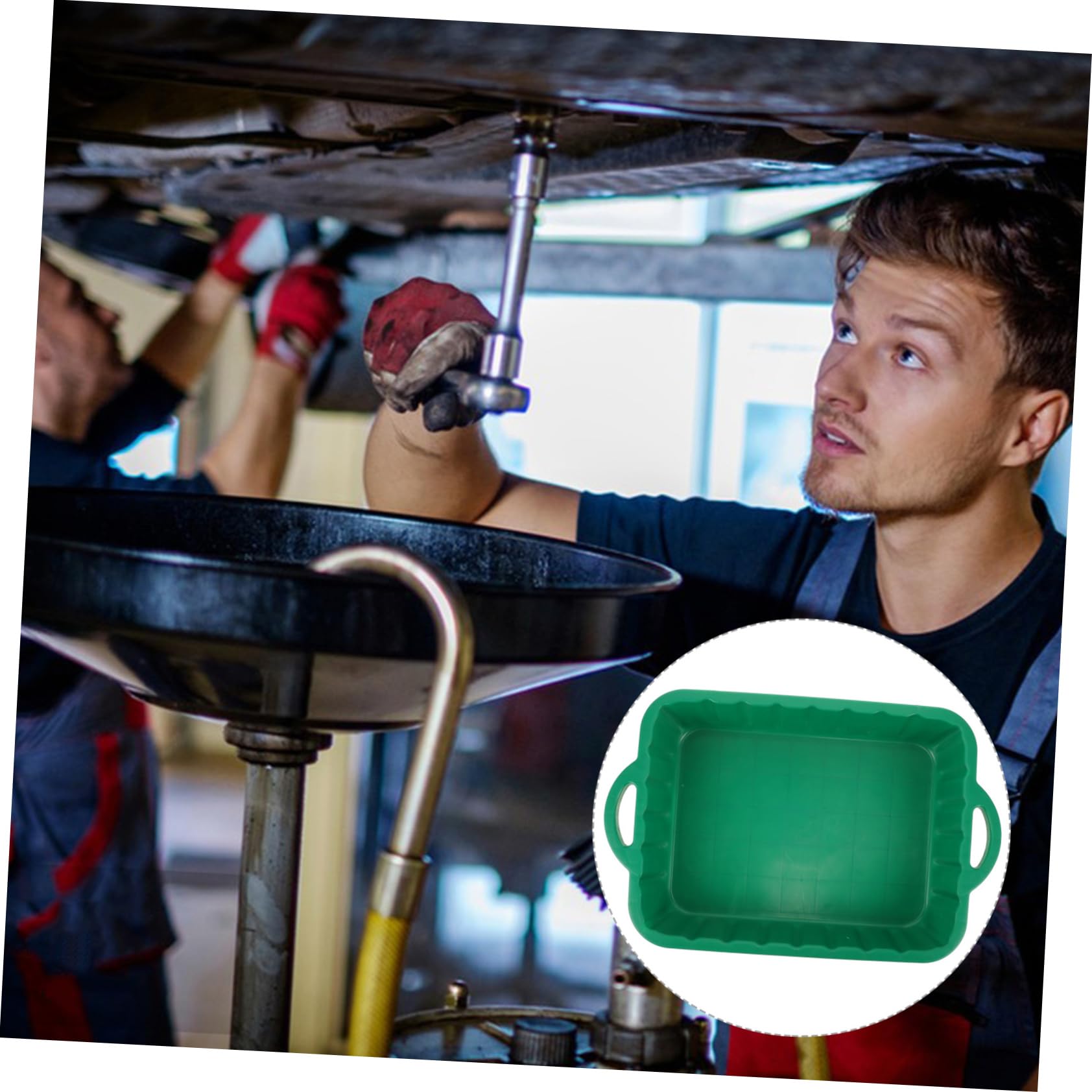 Ciieeo Bac de Vidange Huile en Plastique Vert, Léger et Empilable