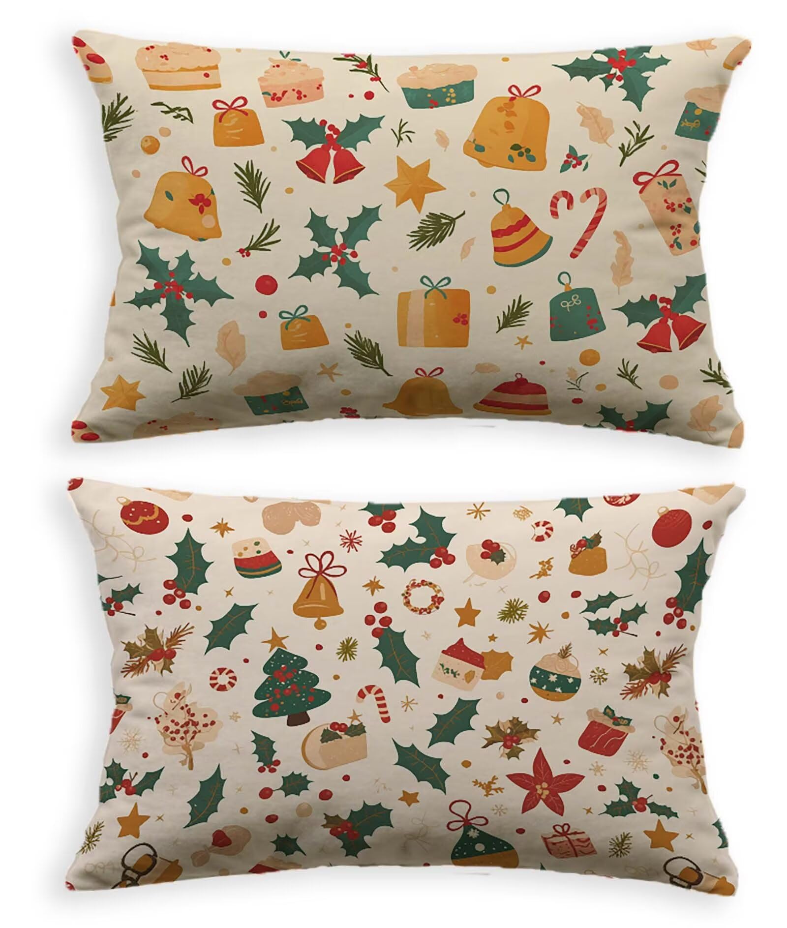Cream Pillowcases 2 pack Christmas Cushion Covers 40 x 80 Rectangle Cushion Covers,2026 New Velvet With Invisible Zipper Pillow Protectors for Bedroom Bed Home Living Room Decorative Pillows O-109LQ