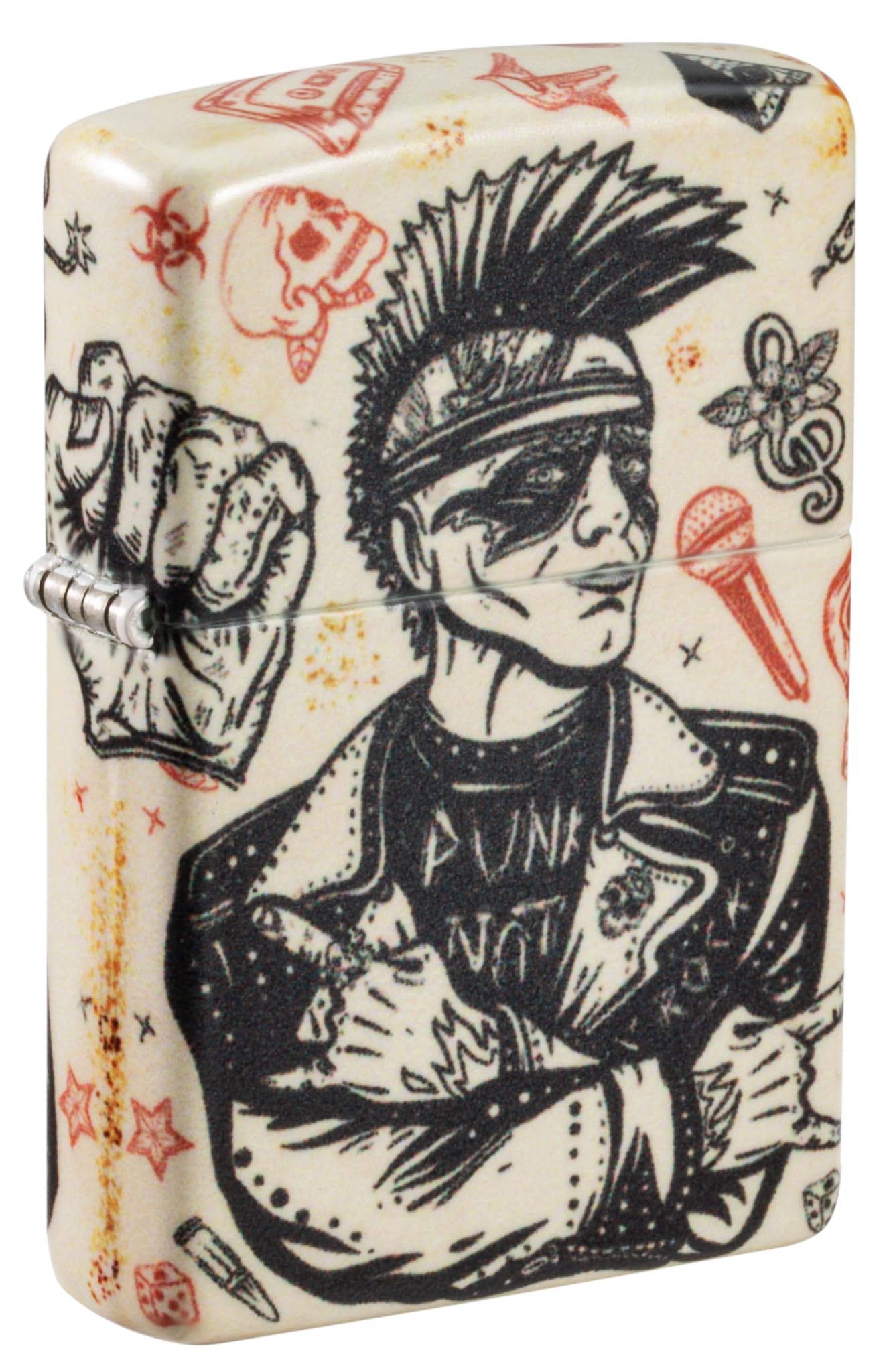 Zippo Windproof Lighter, Punk Rock, 540°, Colour Image, Refillable, Reusable, Windproof Design, Gift Box, Made in USA