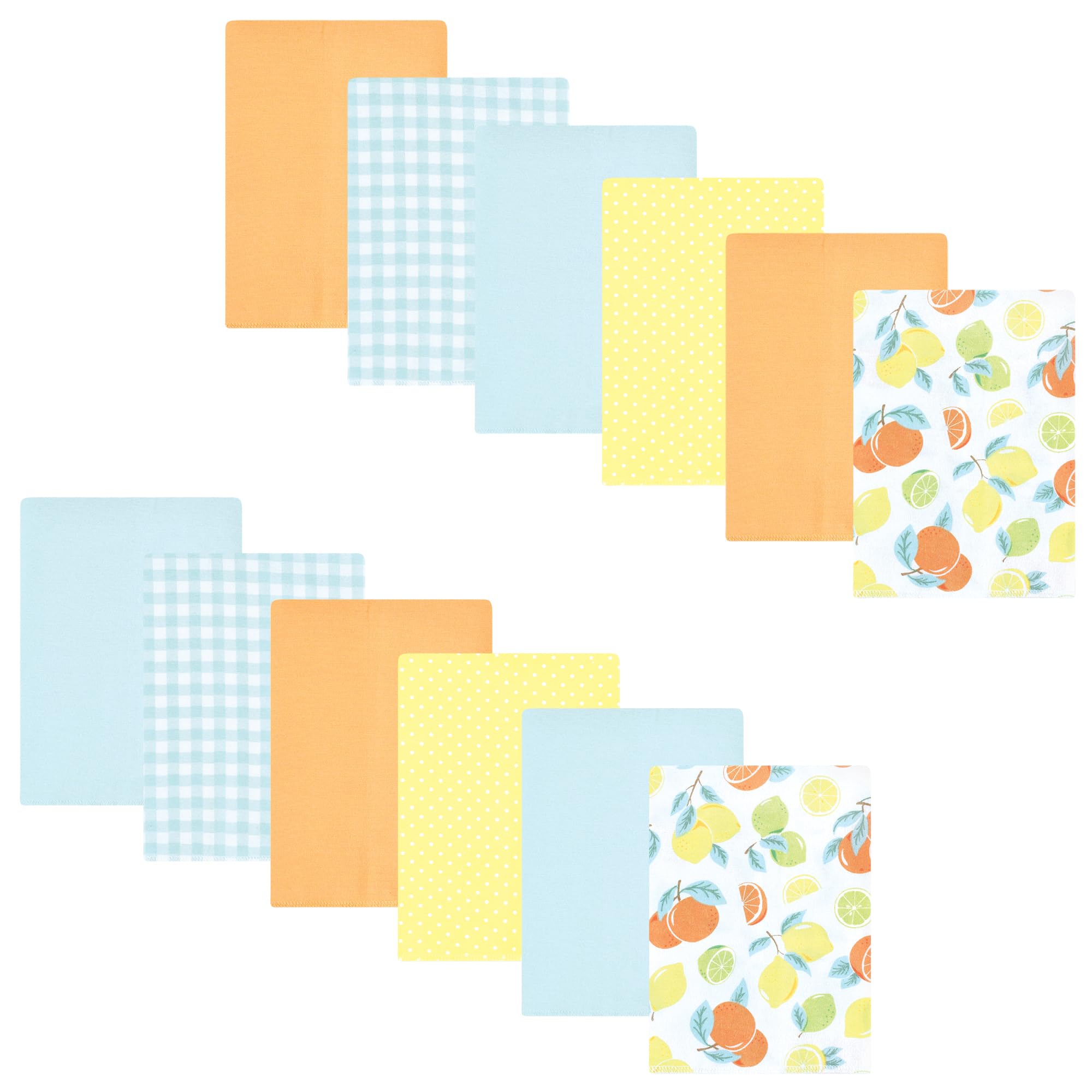 Hudson Baby Unisex Baby Flannel Burp Cloth 12pk, Citrus Mint, One Size