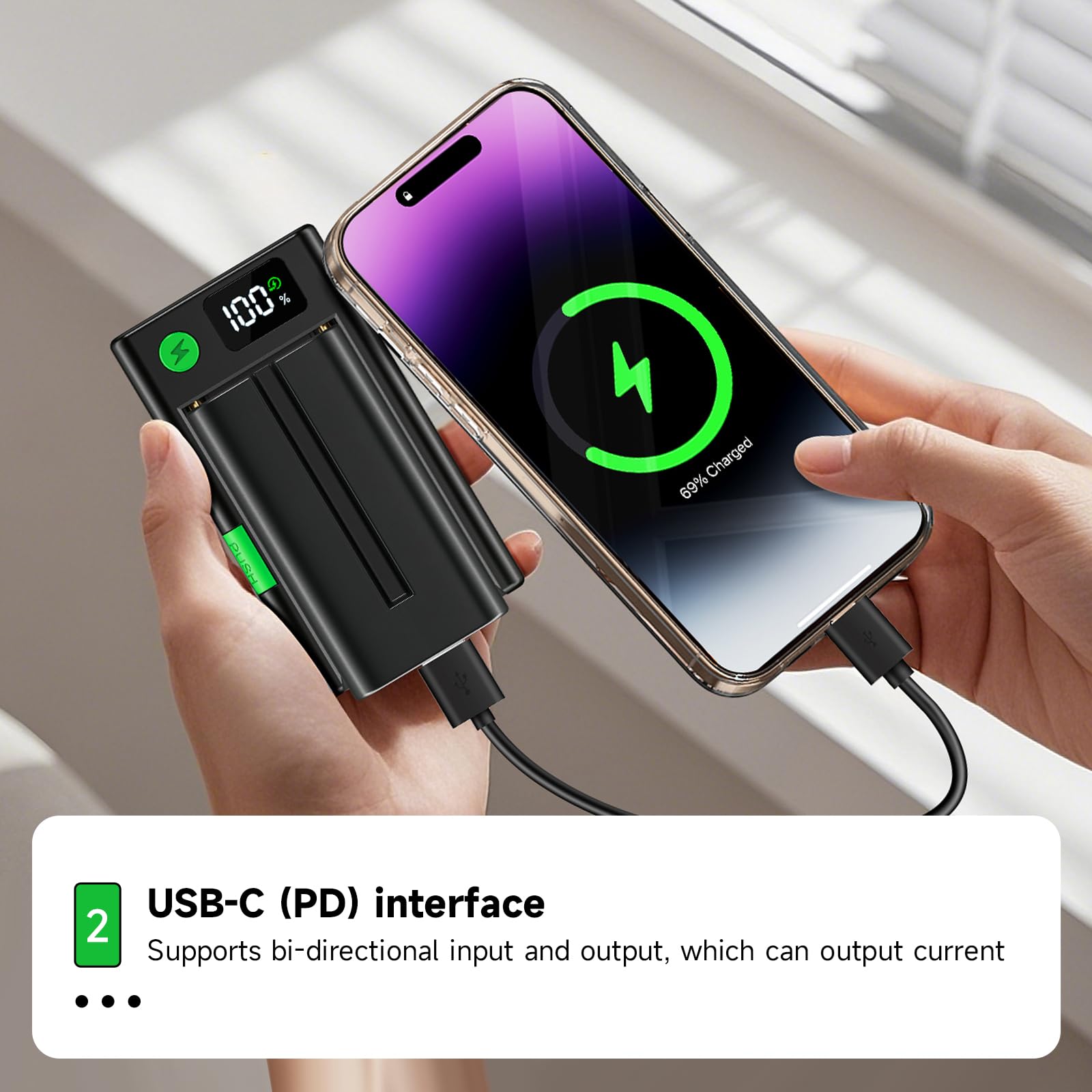 Piastra Adattatore NP-F per Batterie Sony NP-F980, 970, 960, 930, 770, 750, 550 con Ricarica Rapida PD, Luce LED/LCD, USB-A, Uscita 12V DC / 8V DC
