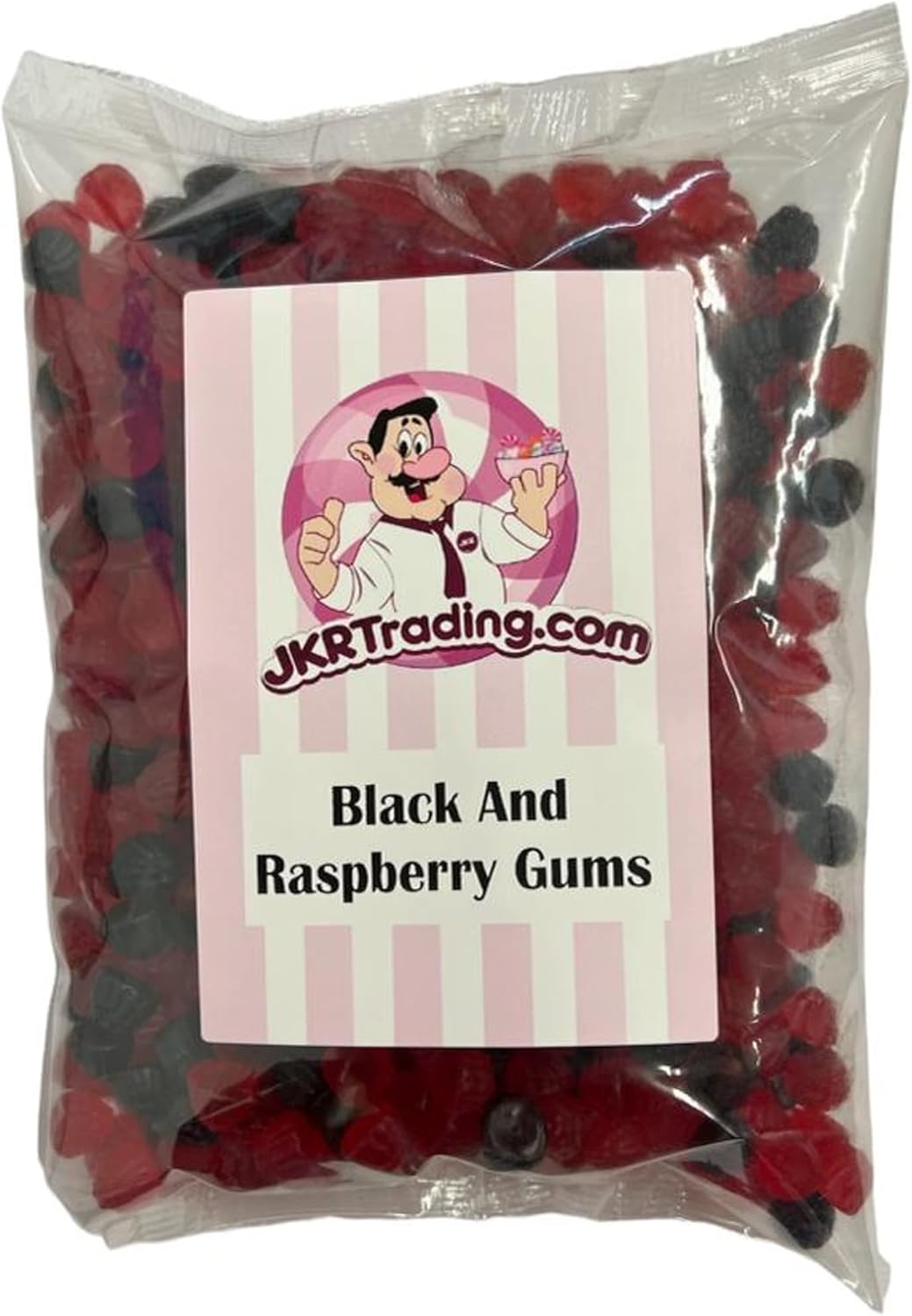 Black and Raspberry Gums 1KG Share Bag Full of Fruit Flavoured Gums