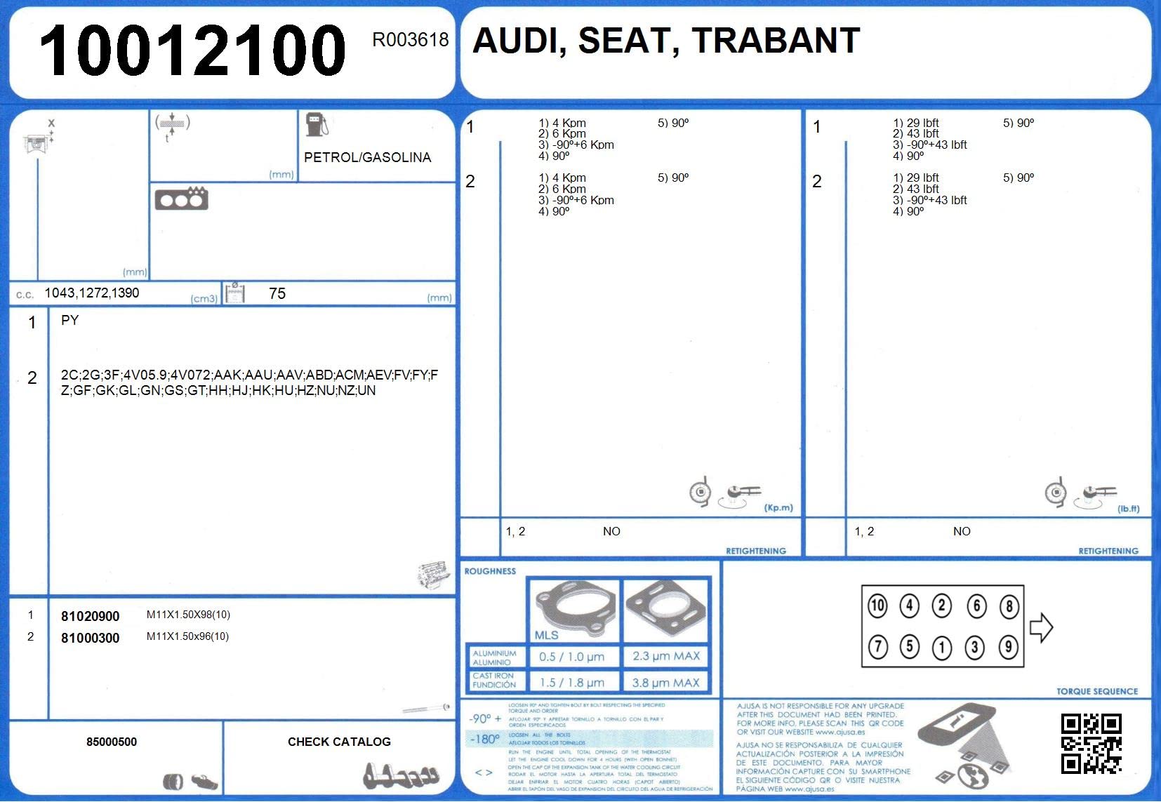 Ajusa 52021500 Kit Guarnizioni, Testata