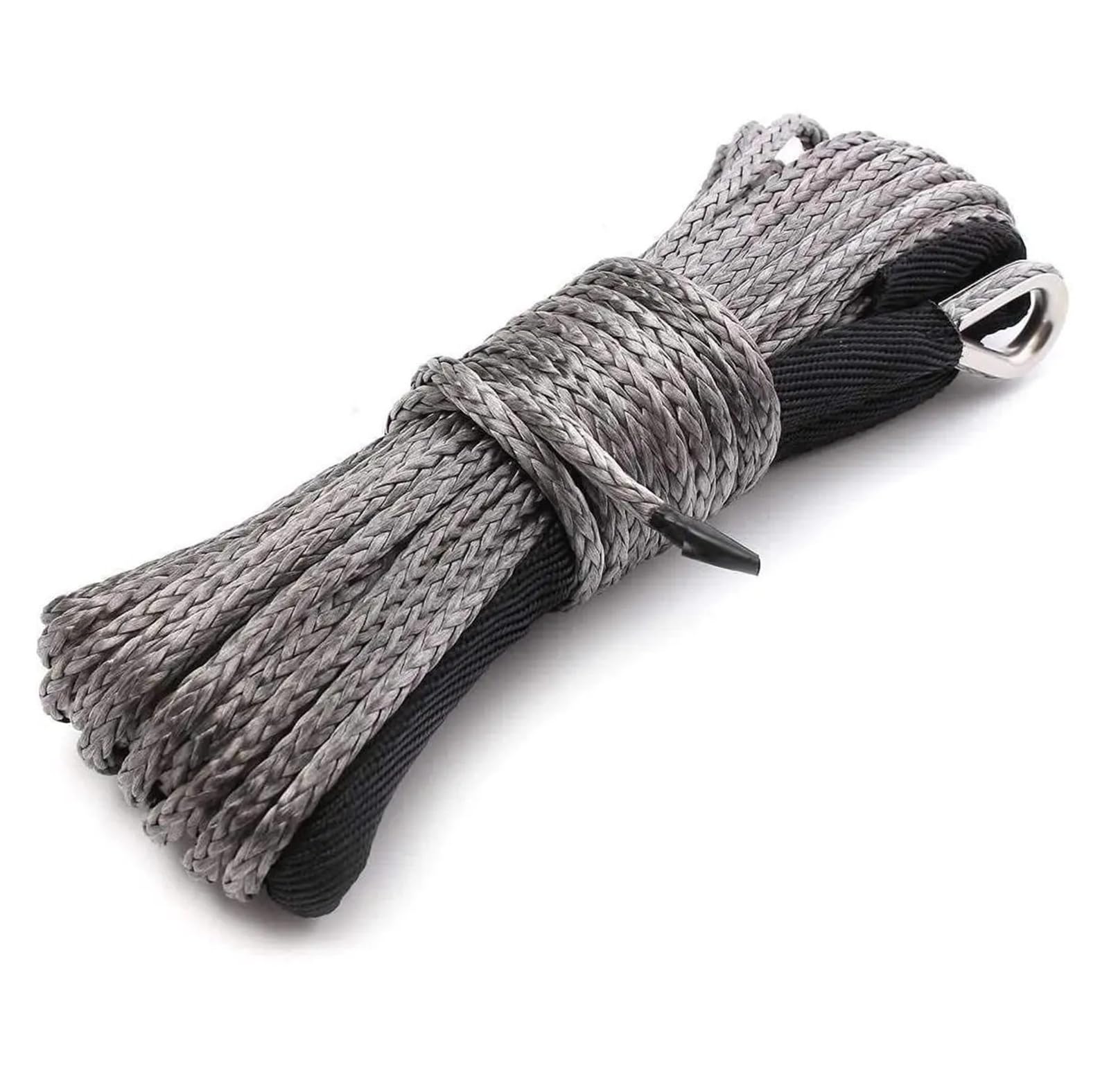 Zestaw syntetycznej liny holowniczej 6 mm x 15 m do samochodów, 7700 funtów, wytrzymała lina holownicza quadów terenowych UTV Wysoka wytrzymałość(Gray)