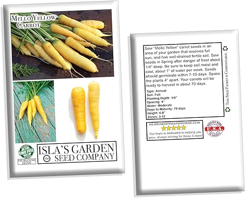 Miniatura 4 de Mello - Semillas de zanahoria amarilla para plantar, más de 100 semillas por paquete, semillas de jardín de Isla (semillas de jardín de Isla),