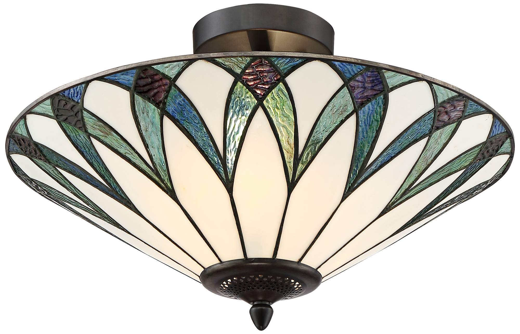 Regency Hill Filton Tiffany Style Close to Ceiling Light Semi