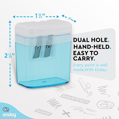 Miniatura 4 de Enday - Sacapuntas de lápiz de doble agujero manual verde, Jumbo Sacapuntas de lápices de color de mano para lápices grandes y estándar, también