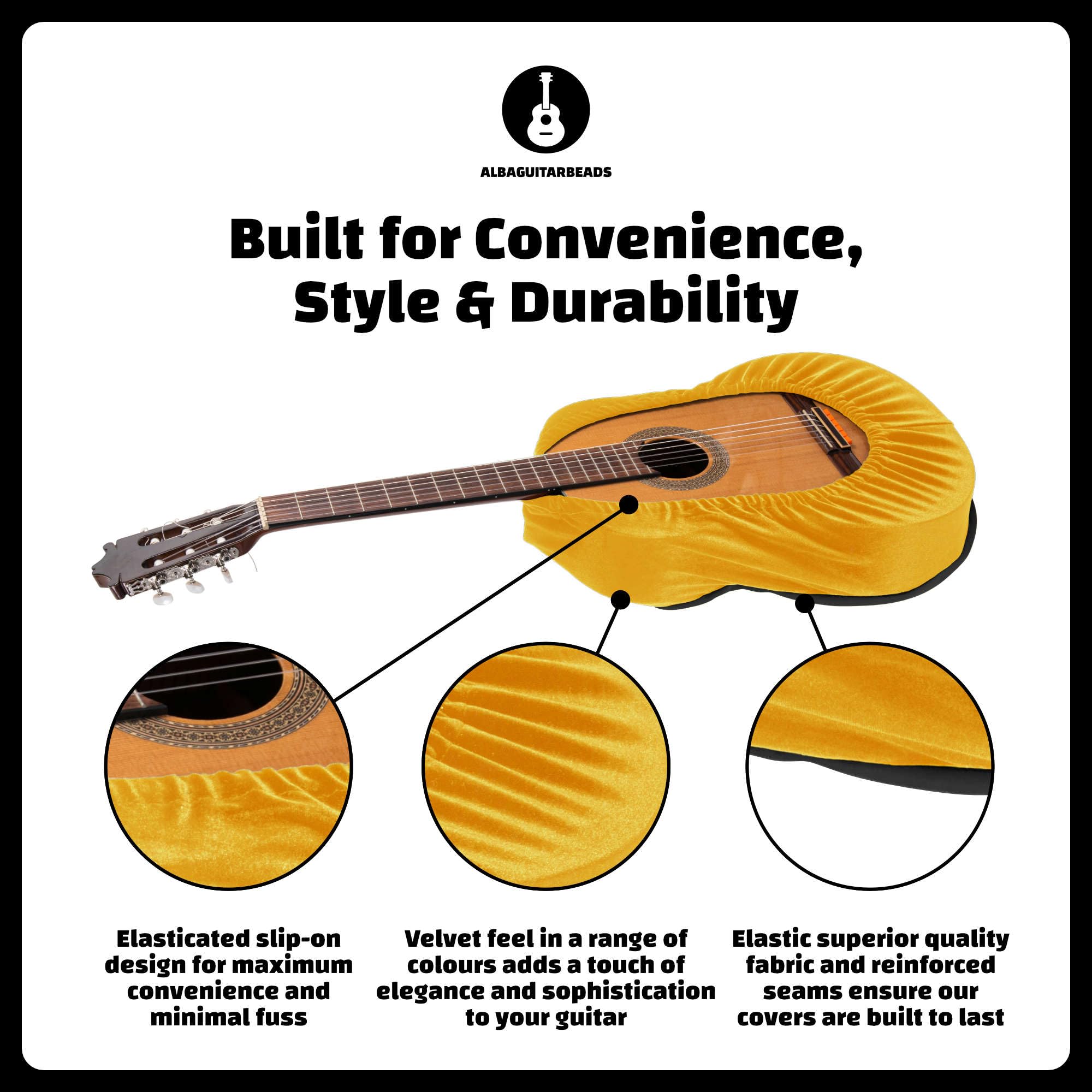 Alba GB Dust Cover - Funda protectora naranja para guitarras clásicas, funda de terciopelo antipolvo para guitarras acústicas y eléctricas, Red, Funda