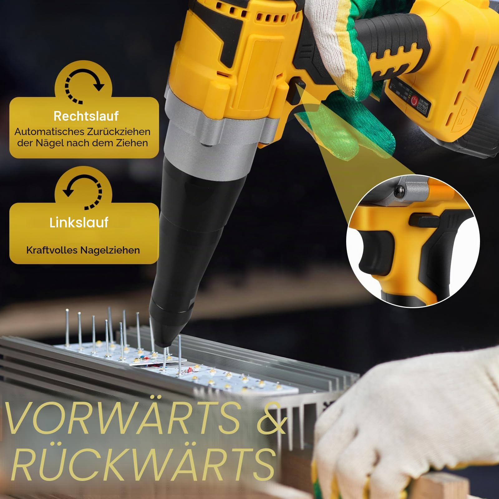 Akku Nietpistole mit 20 Nieten für Dewalt 20V Akku (ohne Batterie)