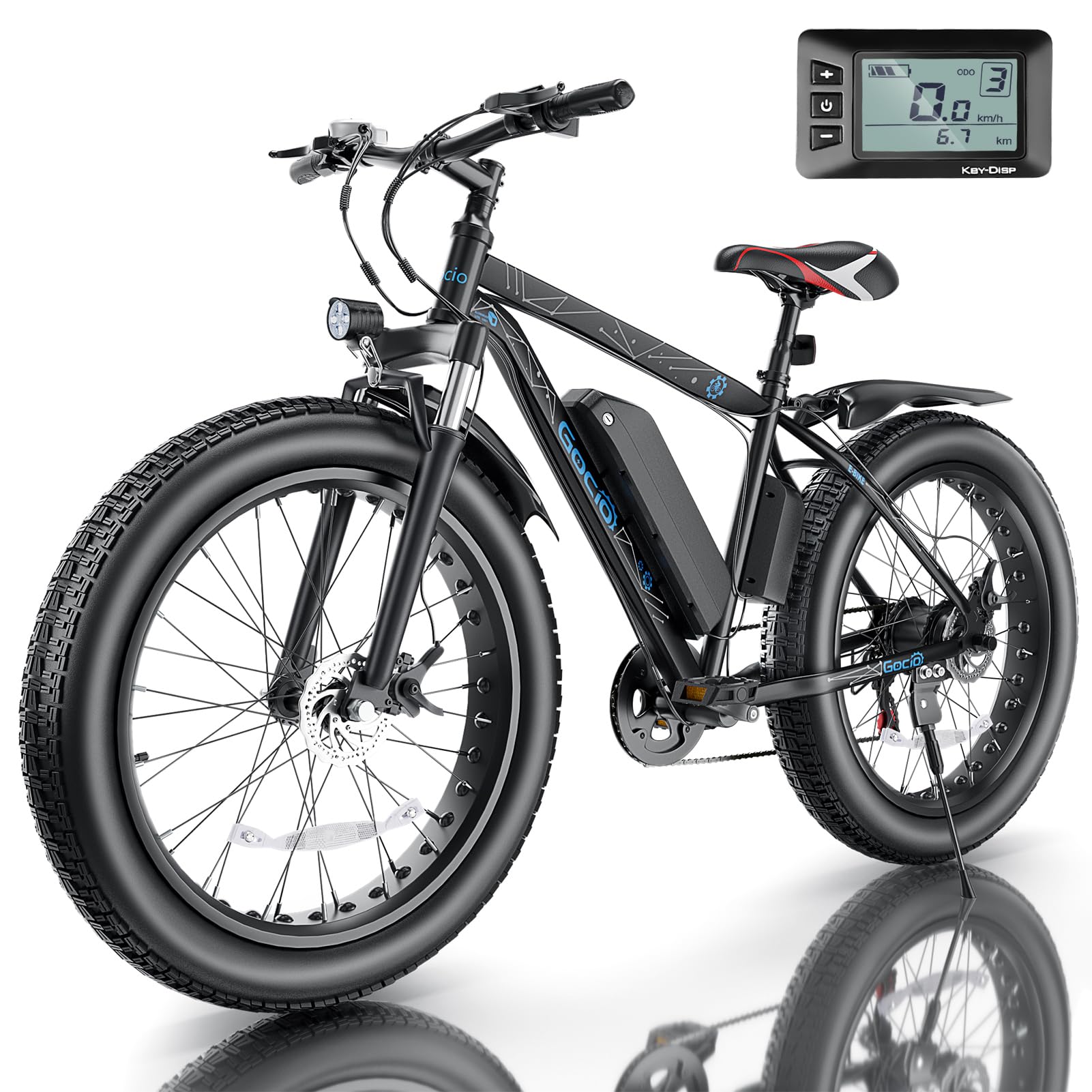 GOCIO 26" Fat Tire Electric Bike for Adults - 48V 750W Powerful Motor, 40 Miles Range, Dual Suspension, All-Terrain E-Bike