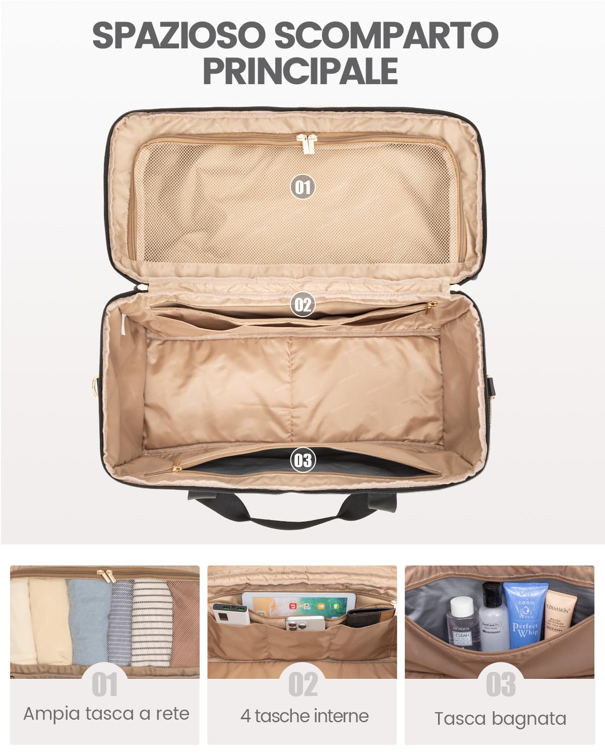 LOVEVOOK Borsone da Viaggio Donna, Grande Apertura Borsa Parto Ospedale Mamma Borsa da Viaggio Borsone Palestra, Travel Bag Duffel Bag Borse a Mano Sac Piscine Calcio