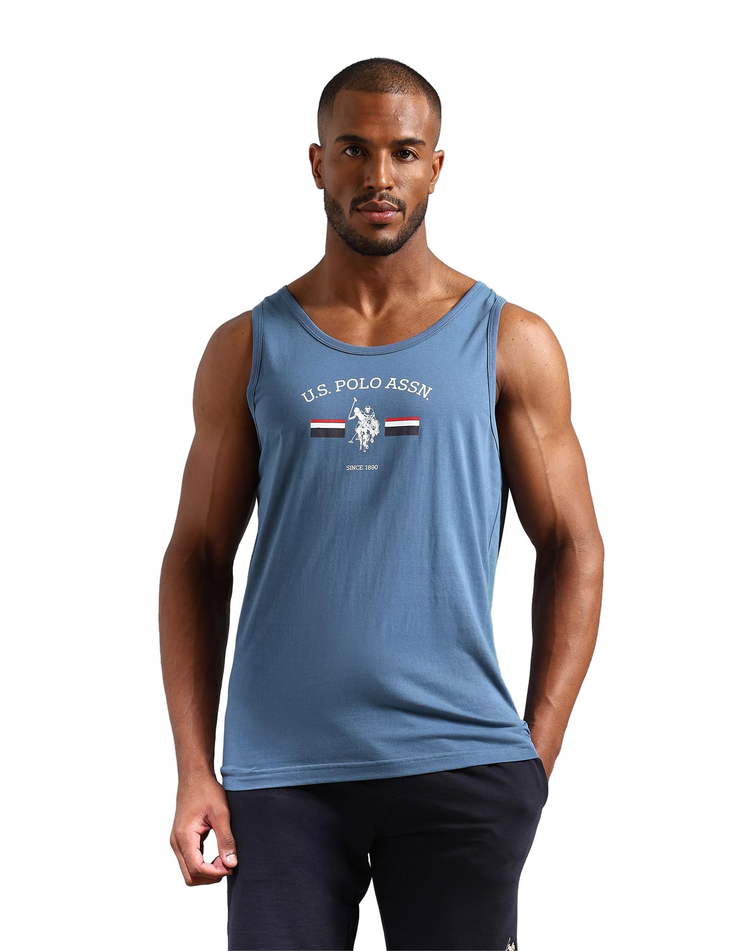Brand Print Comfort Fit OEV02 Gym | Fashion Vest- Pack of 1 (Deep Lead L)-image-12
