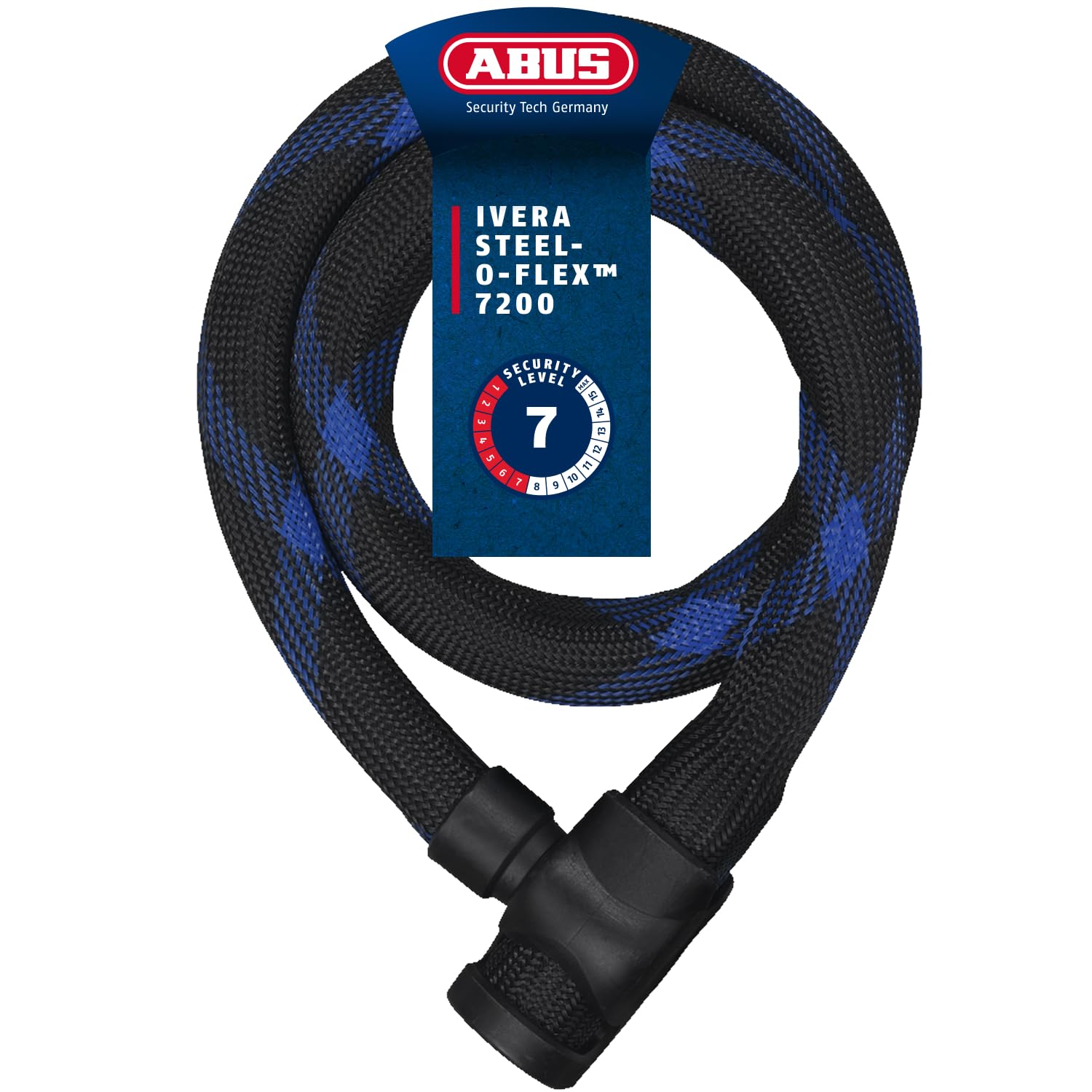 ABUS Panzerkabelschloss Ivera Steel-O-Flex 7200 mit RBU-Halter, 85 cm | Fahrradschloss mit 22 mm Stahlhülsen, IvyTex-Kunstfaserummantelung, Kunststoffummantelung zum Lackschutz