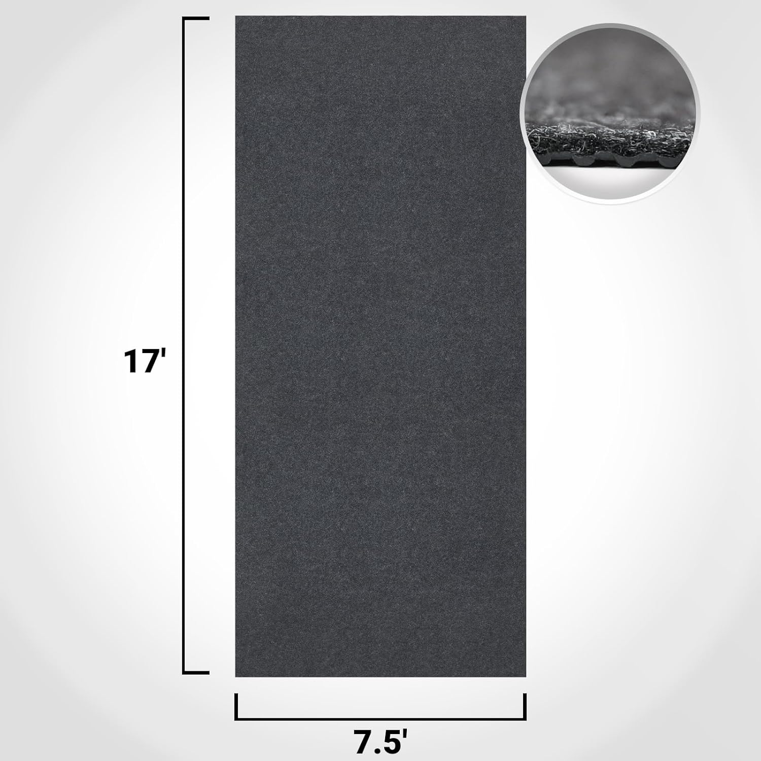 Garage Floor Mat - 7’5” x 17’, Oil Spill Absorbent Mat for Under Car, Durable & Easy Clean Garage Flooring Mats for Garage, Workshop, Parking Space, Dark Grey