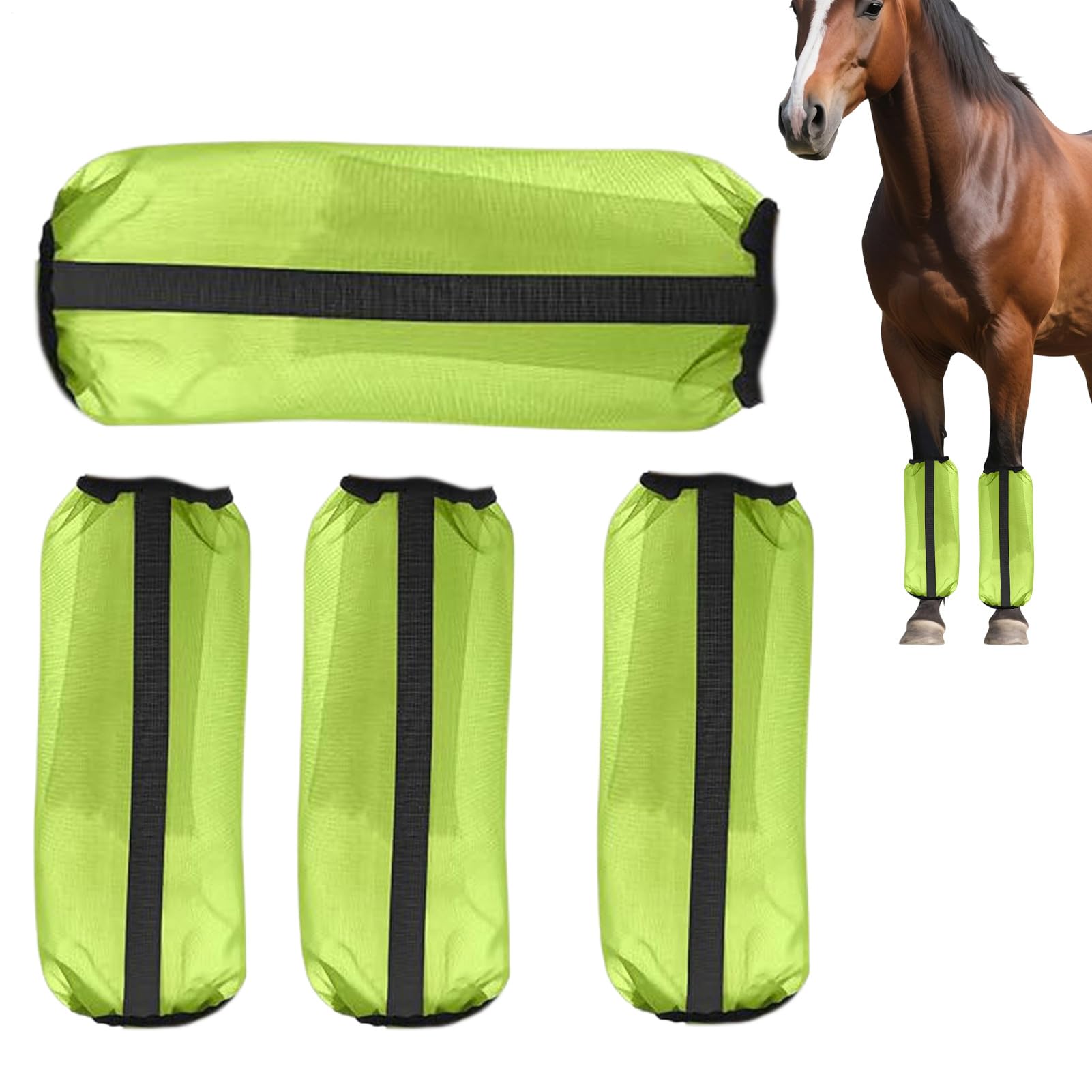 Genérico Botas Antimoscas para Caballos,4 Protectores de Malla para Patas de Equino | Polainas para Équidos,para Entrenamiento Campo Cría Carreras Hípica Competición Deportiva — view 10