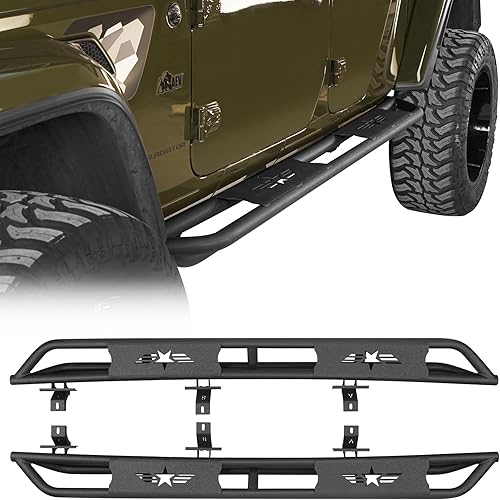 Hooke Road Estribos Gladiator - Estribos laterales para Jeep Gladiator JT 2020-2026, rieles resistentes para barra Nerf, rieles deslizantes de roca,